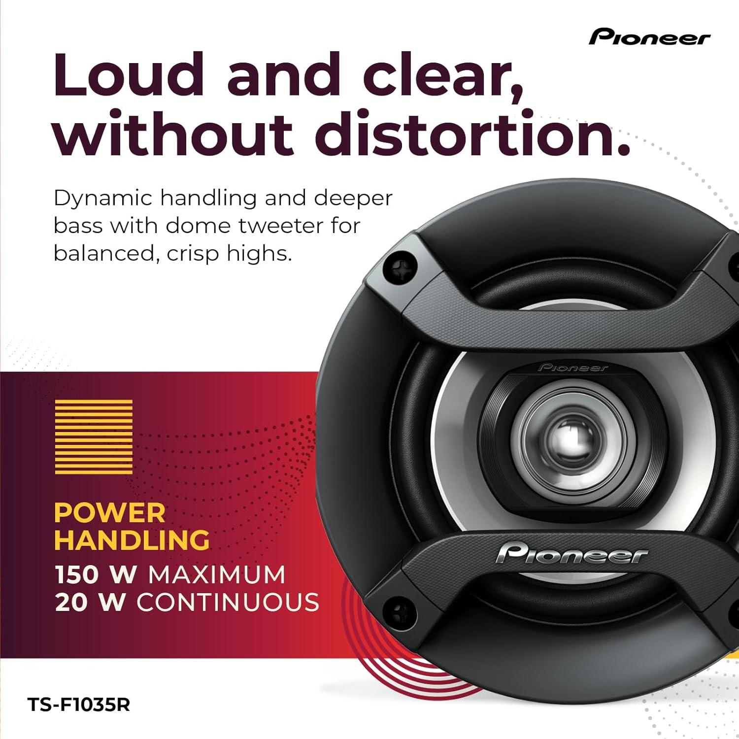 imagePIONEER ASeries Plus TSA1081F 4 2Way Speakers Pair 230W Max Balanced Sound Smooth Treble Enhanced Bass Great Stock Replacement4 Coaxial 150W