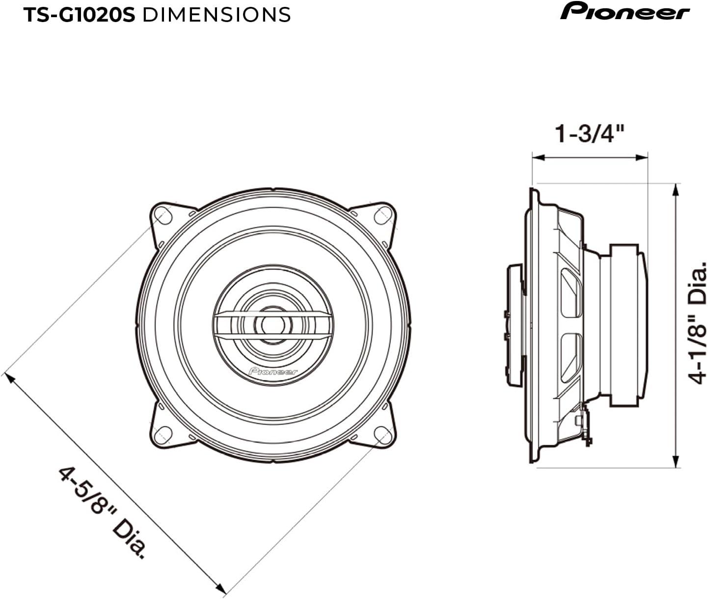 imagePIONEER ASeries Plus TSA1081F 4 2Way Speakers Pair 230W Max Balanced Sound Smooth Treble Enhanced Bass Great Stock Replacement4 Coaxial 210W