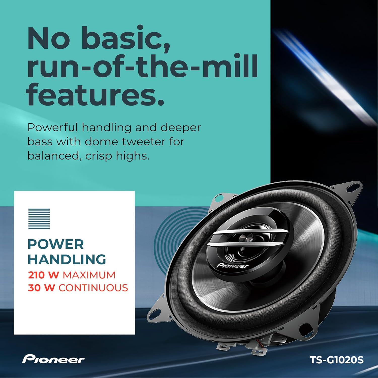 imagePIONEER ASeries Plus TSA1081F 4 2Way Speakers Pair 230W Max Balanced Sound Smooth Treble Enhanced Bass Great Stock Replacement4 Coaxial 210W