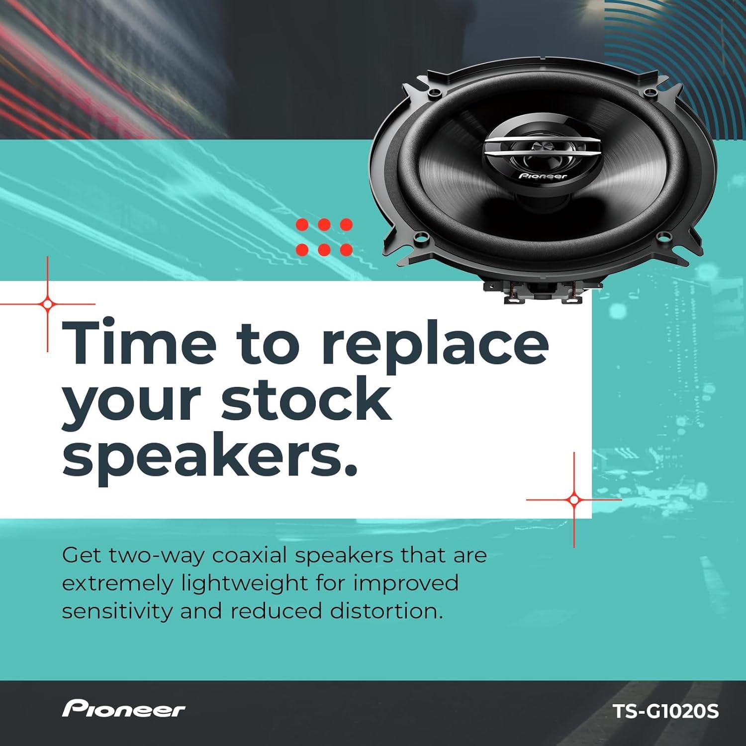 imagePIONEER ASeries Plus TSA1081F 4 2Way Speakers Pair 230W Max Balanced Sound Smooth Treble Enhanced Bass Great Stock Replacement4 Coaxial 210W