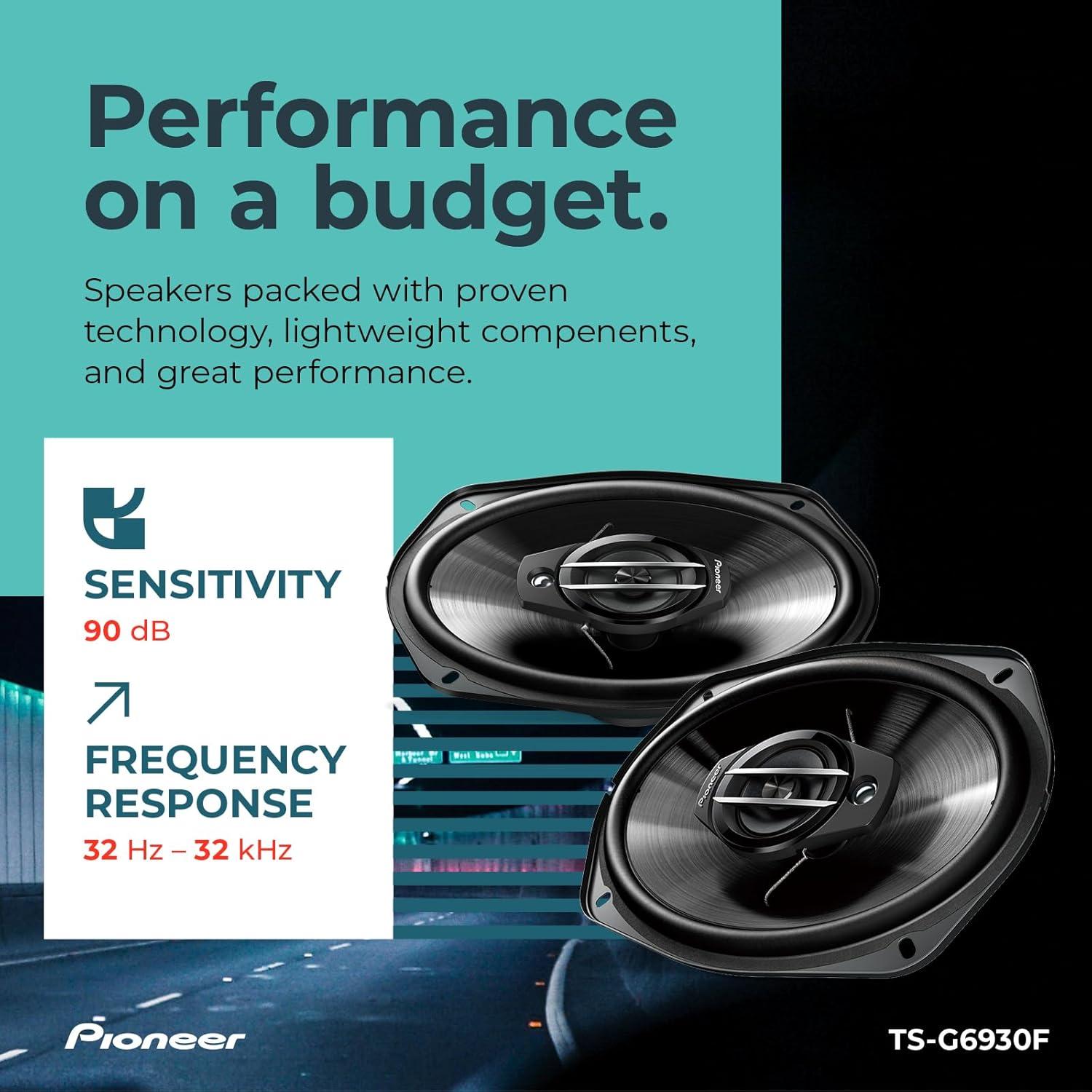 imagePIONEER GSeries TSG6930F 6 x 9 3Way Speakers Pair 400W Max Balanced Sound Smooth Treble Great Stock Replacement HighEfficiency Speaker Designed for OEM Power6 x 9 Coaxial 400W
