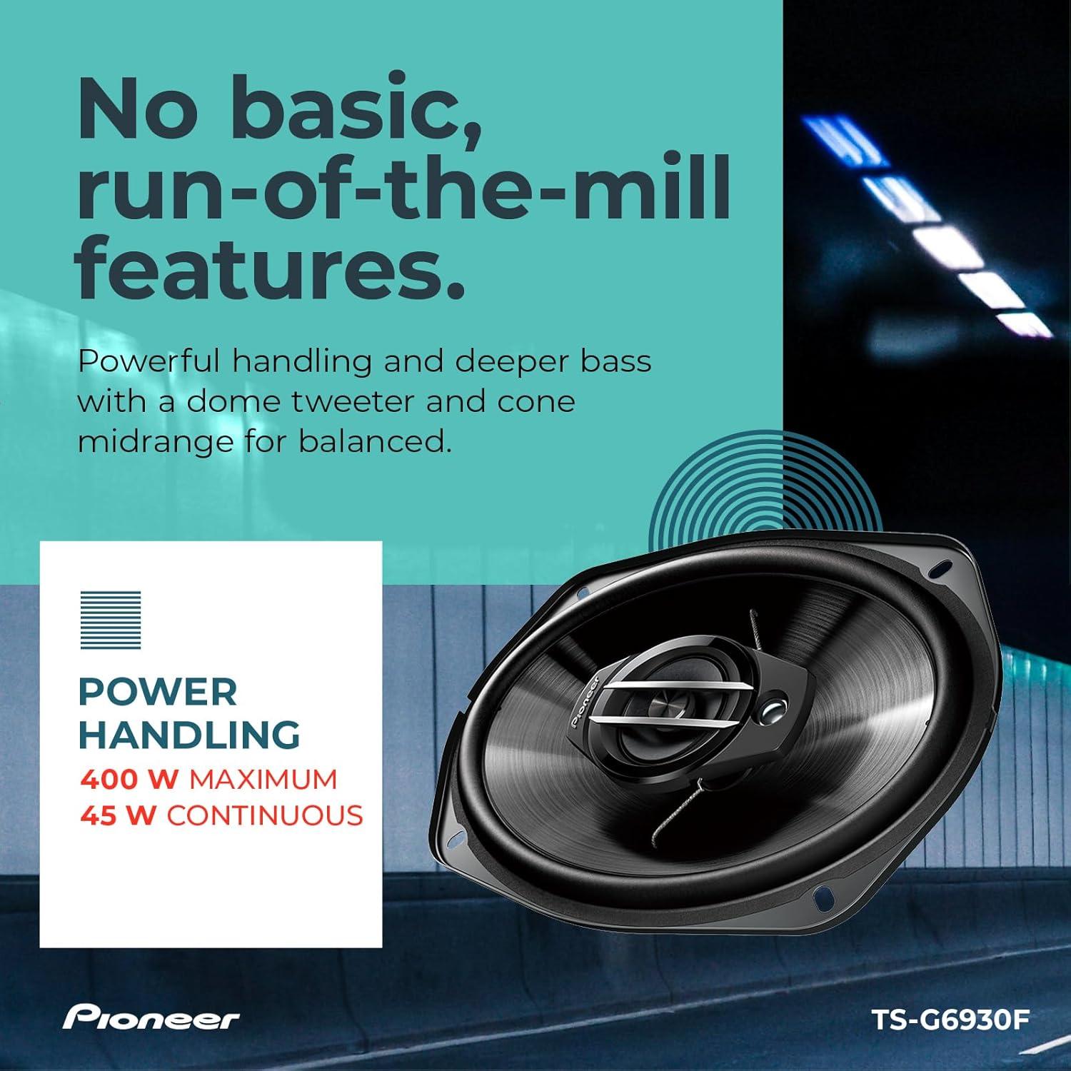 imagePIONEER GSeries TSG6930F 6 x 9 3Way Speakers Pair 400W Max Balanced Sound Smooth Treble Great Stock Replacement HighEfficiency Speaker Designed for OEM Power6 x 9 Coaxial 400W