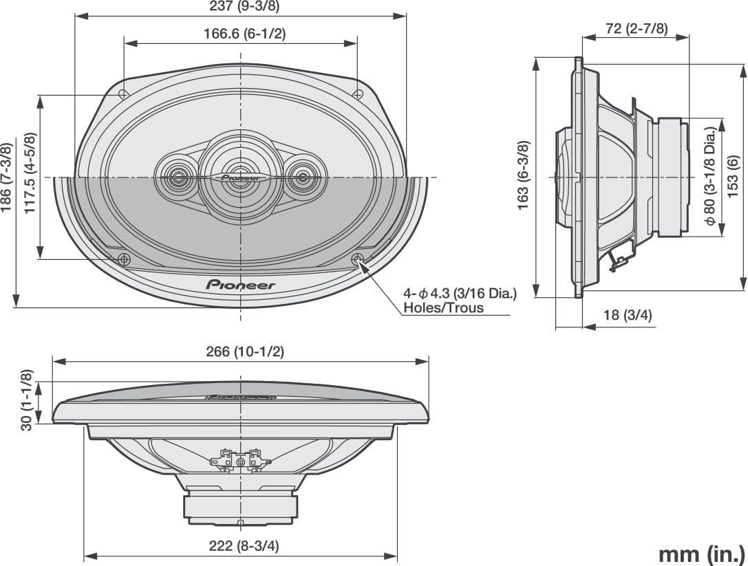 imagePIONEER GSeries TSG6930F 6 x 9 3Way Speakers Pair 400W Max Balanced Sound Smooth Treble Great Stock Replacement HighEfficiency Speaker Designed for OEM Power6 x 9 Coaxial 450W