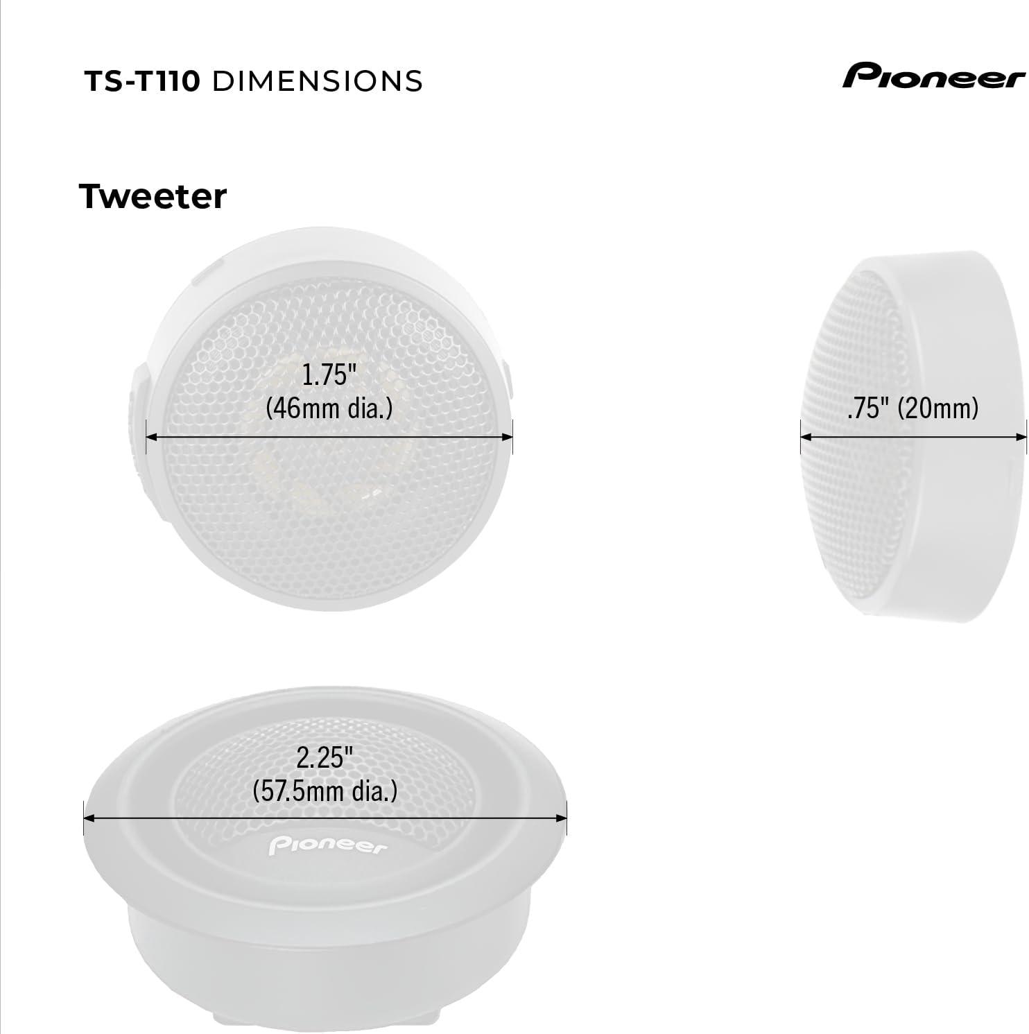 imagePIONEER TSH150RA NA Speakers Pair 150W Max Unique Solution for FrontStage Reinforcement78 22mm Component 120W