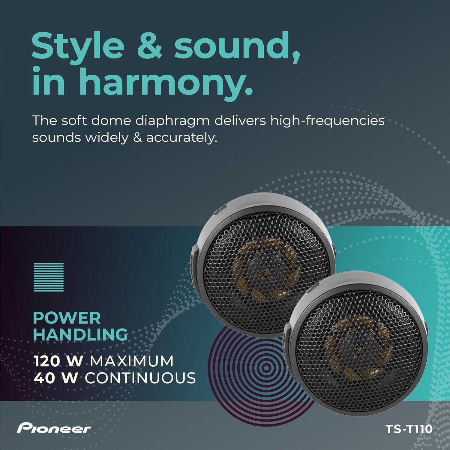 imagePIONEER TSH150RA NA Speakers Pair 150W Max Unique Solution for FrontStage Reinforcement78 22mm Component 120W