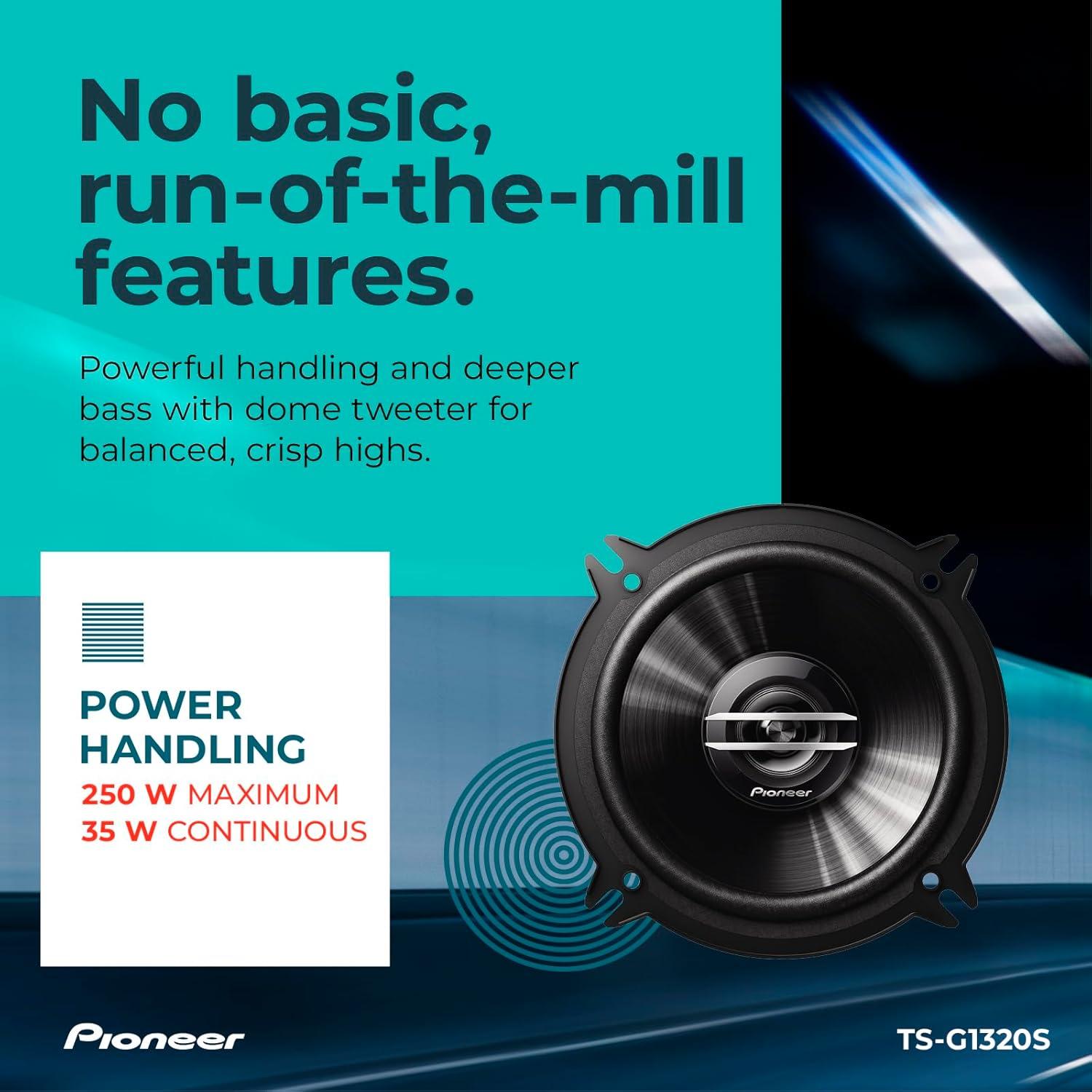 imagePioneer ASeries Plus TSA1301C 525 2Way Speakers Pair 300W Max Crisp Highs Clear Vocals Enhanced Bass Ideal Factory Upgrade525 Coaxial 250W