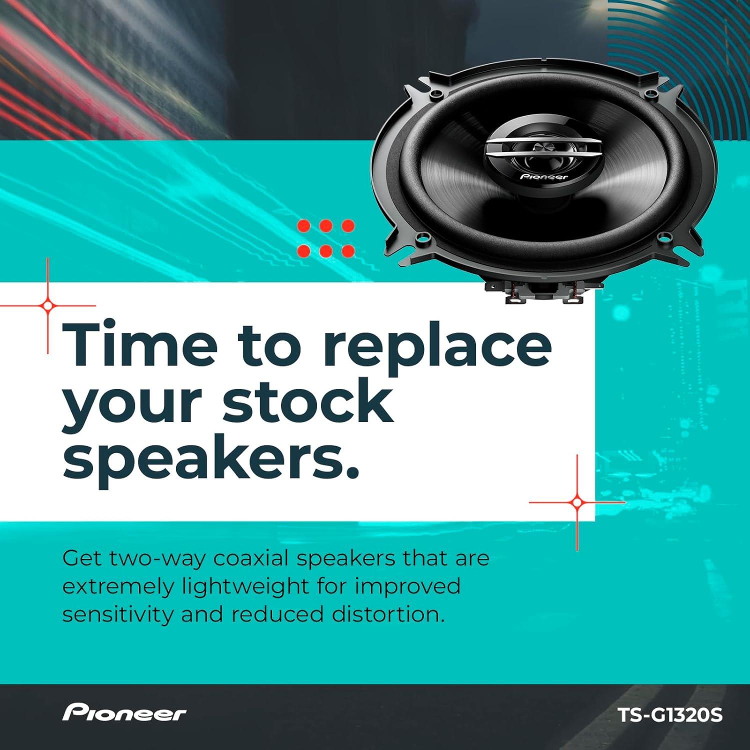 imagePioneer ASeries Plus TSA1301C 525 2Way Speakers Pair 300W Max Crisp Highs Clear Vocals Enhanced Bass Ideal Factory Upgrade525 Coaxial 250W