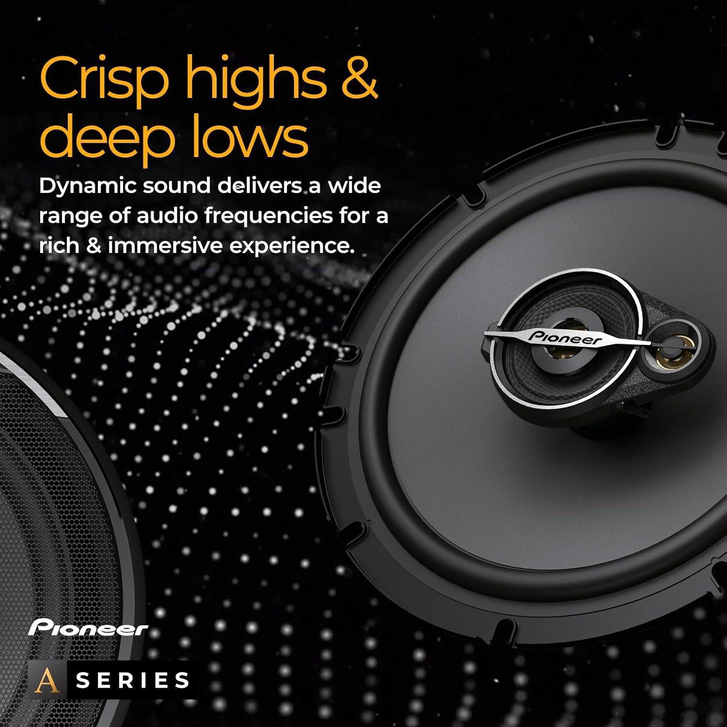 imagePioneer ASeries Plus TSA1301C 525 2Way Speakers Pair 300W Max Crisp Highs Clear Vocals Enhanced Bass Ideal Factory Upgrade525 Coaxial 300W