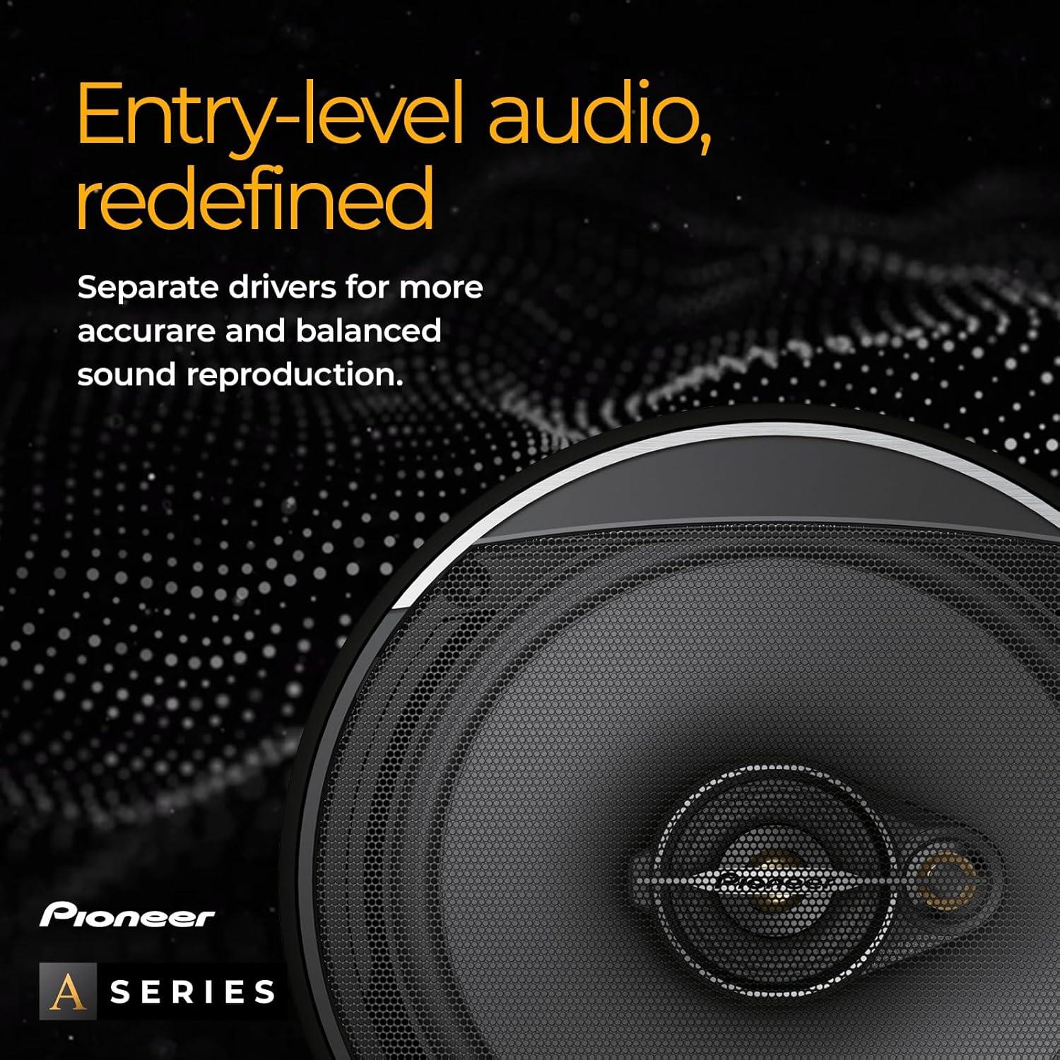 imagePioneer ASeries Plus TSA1301C 525 2Way Speakers Pair 300W Max Crisp Highs Clear Vocals Enhanced Bass Ideal Factory Upgrade525 Coaxial 300W