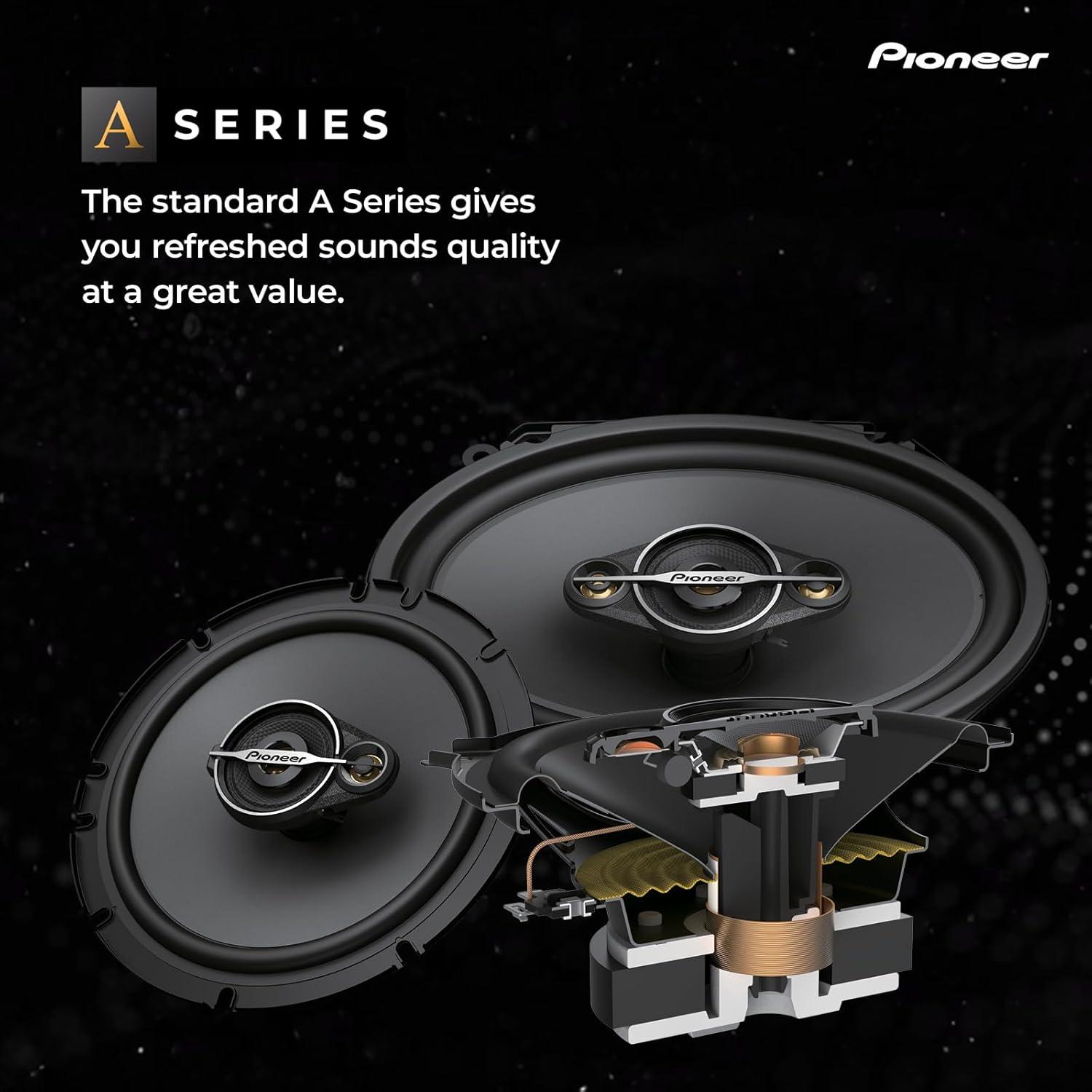 imagePioneer ASeries Plus TSA1301C 525 2Way Speakers Pair 300W Max Crisp Highs Clear Vocals Enhanced Bass Ideal Factory Upgrade525 Coaxial 300W