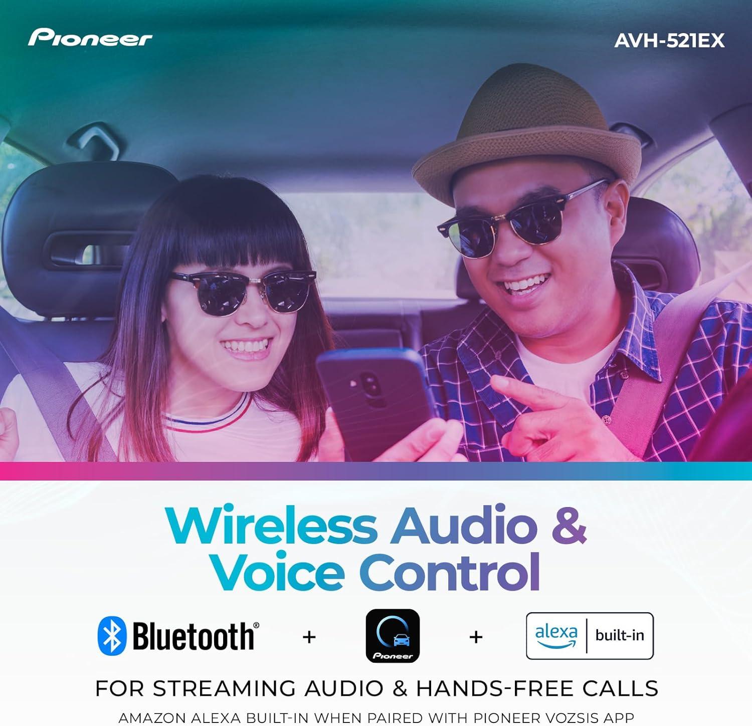 imagePioneer AVH521EX 68quot Resistive Touchscreen Double Din Bluetooth Backup Camera SiriusXM USB FLAC Playback MIXTRAX 13Band EQ AMFM Radio Preouts