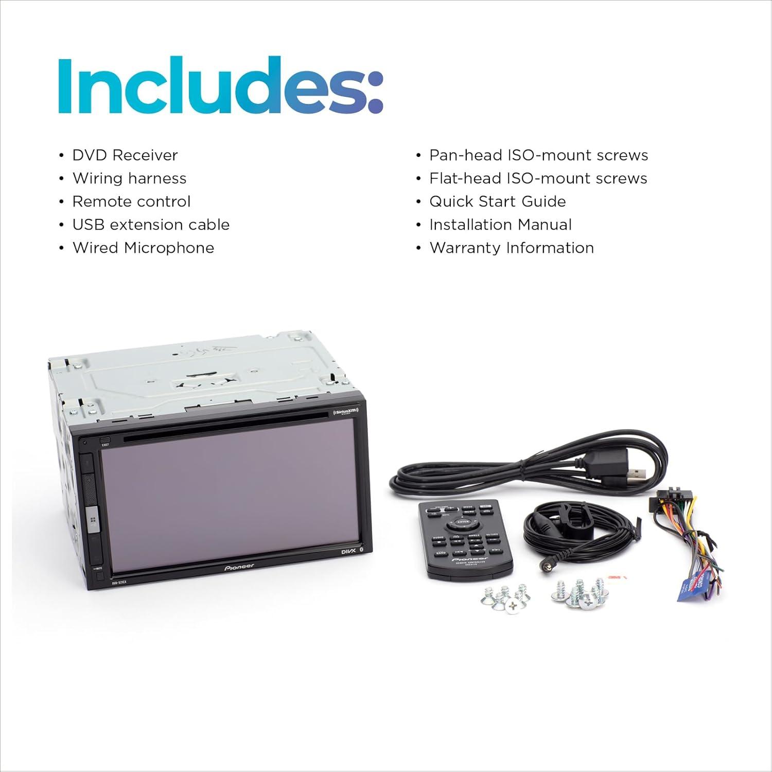 imagePioneer AVH521EX 68quot Resistive Touchscreen Double Din Bluetooth Backup Camera SiriusXM USB FLAC Playback MIXTRAX 13Band EQ AMFM Radio Preouts