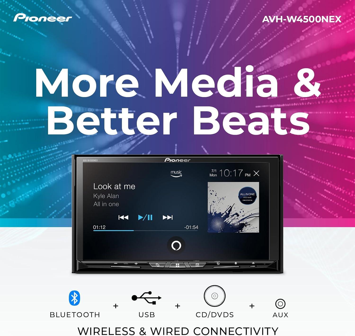 imagePioneer AVHW4500NEX 7quot Capacitive Touchscreen Double Din Wireless ampamp Wired Apple CarPlay ampamp Android Auto Bluetooth CDDVD SD Card USB Backup Camera HD Radio SiriusXM FLAC HiVolt RCA