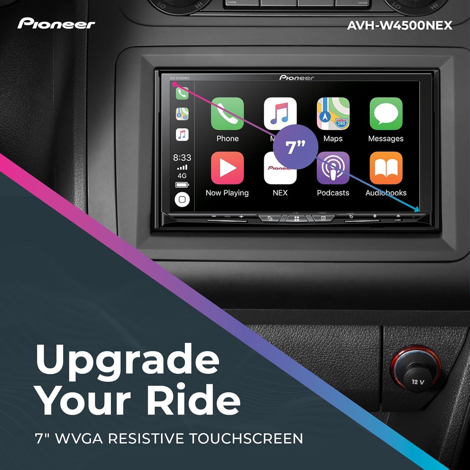 imagePioneer AVHW4500NEX 7quot Capacitive Touchscreen Double Din Wireless ampamp Wired Apple CarPlay ampamp Android Auto Bluetooth CDDVD SD Card USB Backup Camera HD Radio SiriusXM FLAC HiVolt RCA