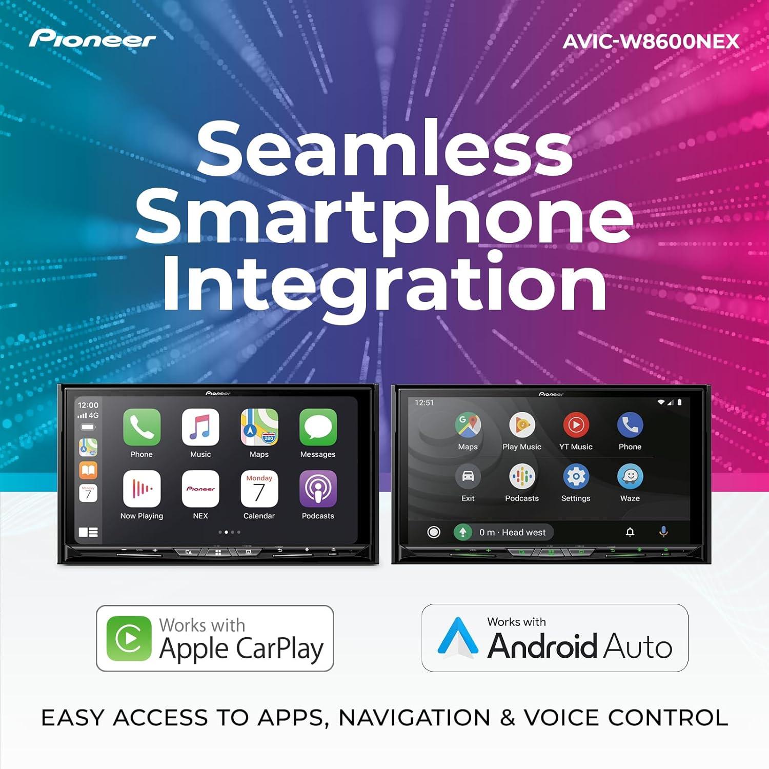 imagePioneer AVICW8600NEX 7quot Capacitive Touchscreen 2Din GPS Navigation Wireless ampamp Wired Apple CarPlay ampamp Android Auto Bluetooth CDDVD SD Card USB SiriusXM HD Radio Backup Camera HiVolt RCA