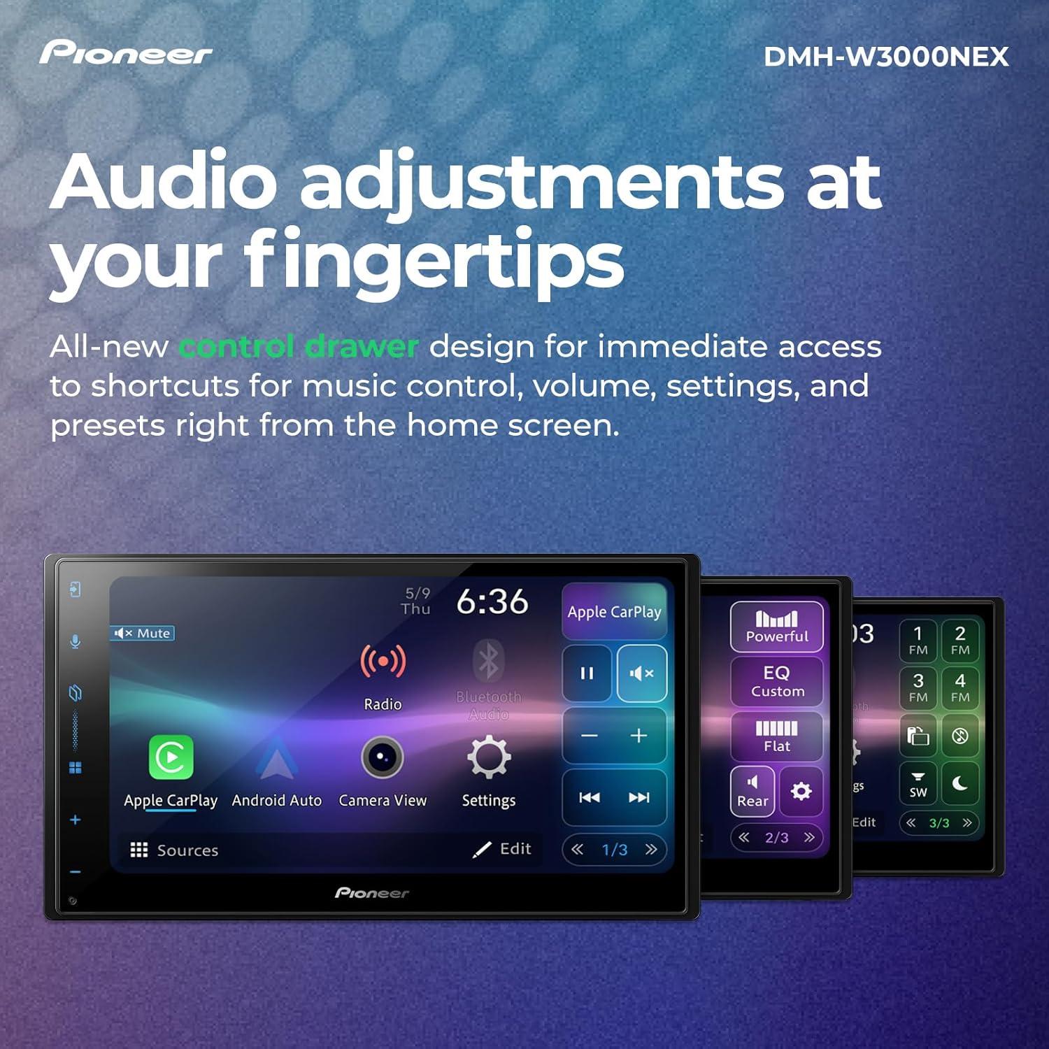 imagePioneer DMHW3050NEX 68quot Capacitive Touchscreen Double Din Wireless ampamp Wired Apple CarPlay ampamp Android Auto Bluetooth Backup Camera Maestro FLAC HD Radio HiVolt RCADMHW3000NEX