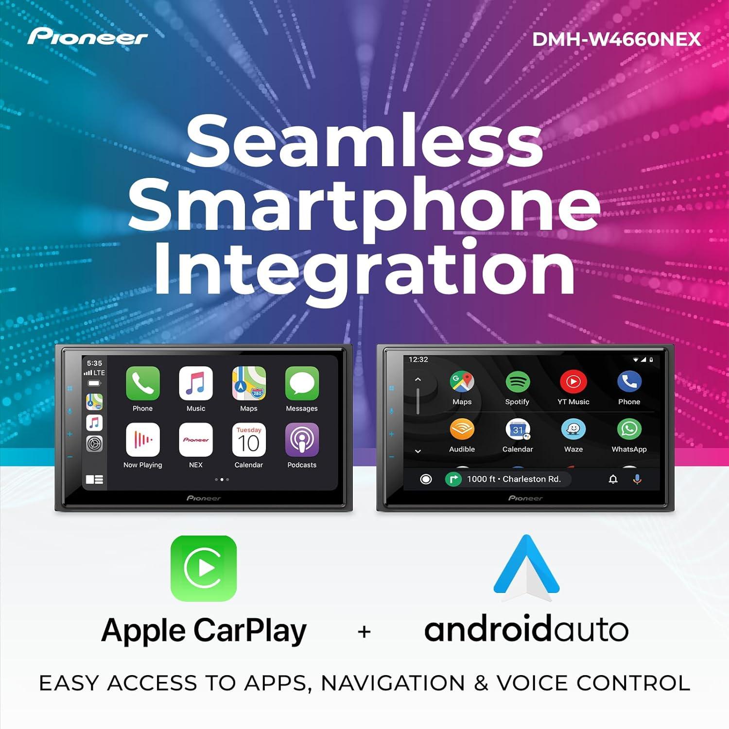 imagePioneer DMHW3050NEX 68quot Capacitive Touchscreen Double Din Wireless ampamp Wired Apple CarPlay ampamp Android Auto Bluetooth Backup Camera Maestro FLAC HD Radio HiVolt RCADMHW4660NEX