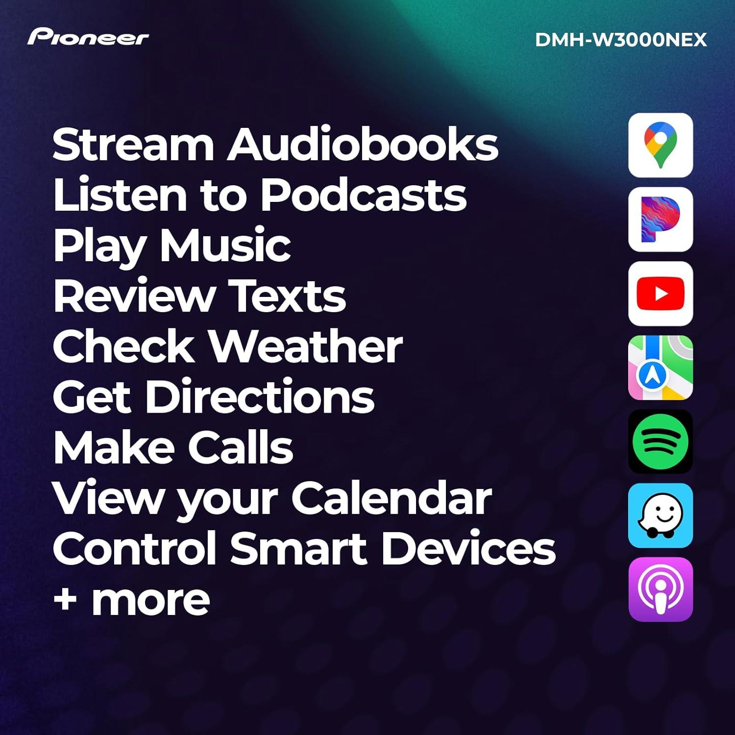 imagePioneer DMHW3050NEX 68quot Capacitive Touchscreen Double Din Wireless ampamp Wired Apple CarPlay ampamp Android Auto Bluetooth Backup Camera Maestro FLAC HD Radio HiVolt RCADMHW3000NEX