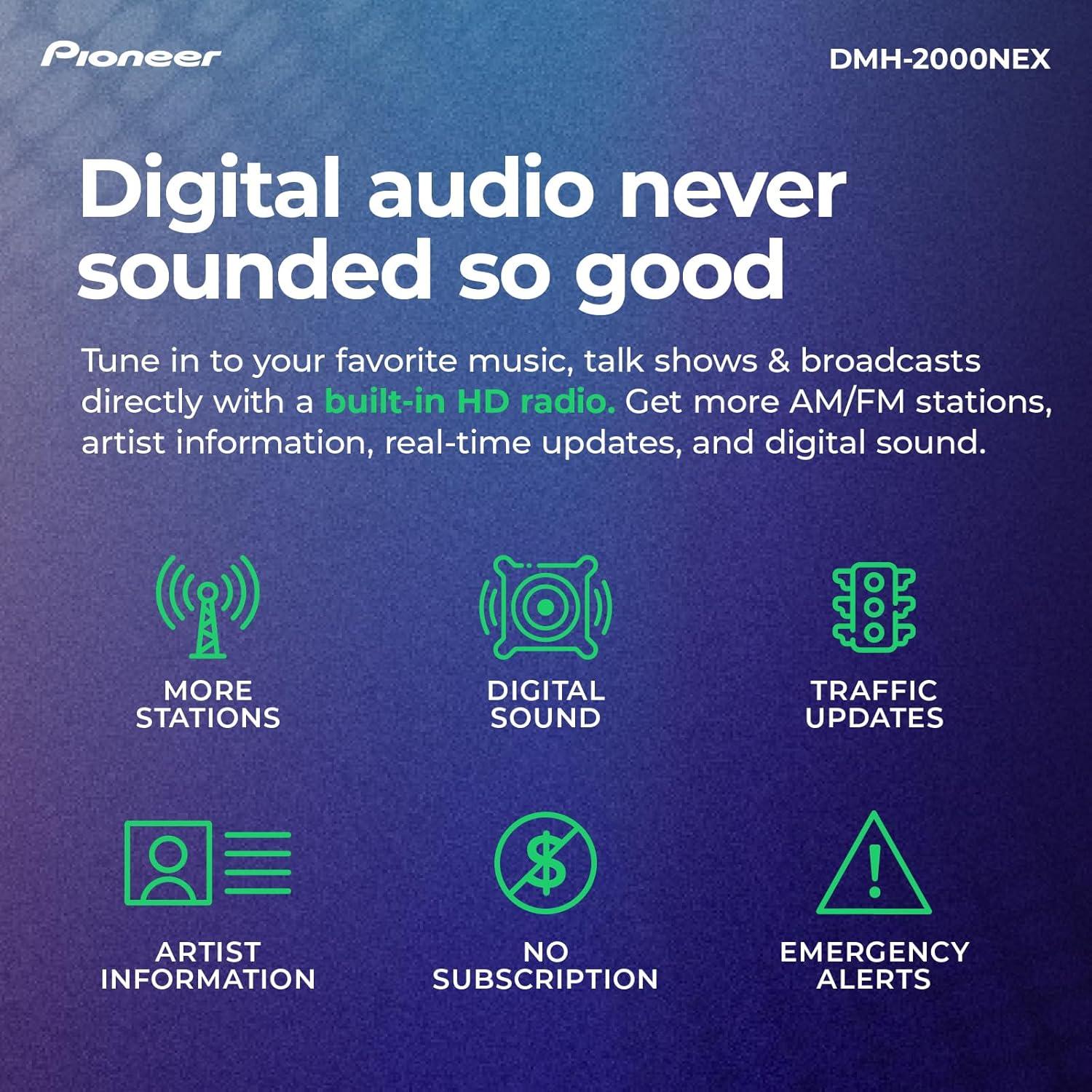 imagePioneer DMHW3050NEX 68quot Capacitive Touchscreen Double Din Wireless ampamp Wired Apple CarPlay ampamp Android Auto Bluetooth Backup Camera Maestro FLAC HD Radio HiVolt RCADMH2000NEX