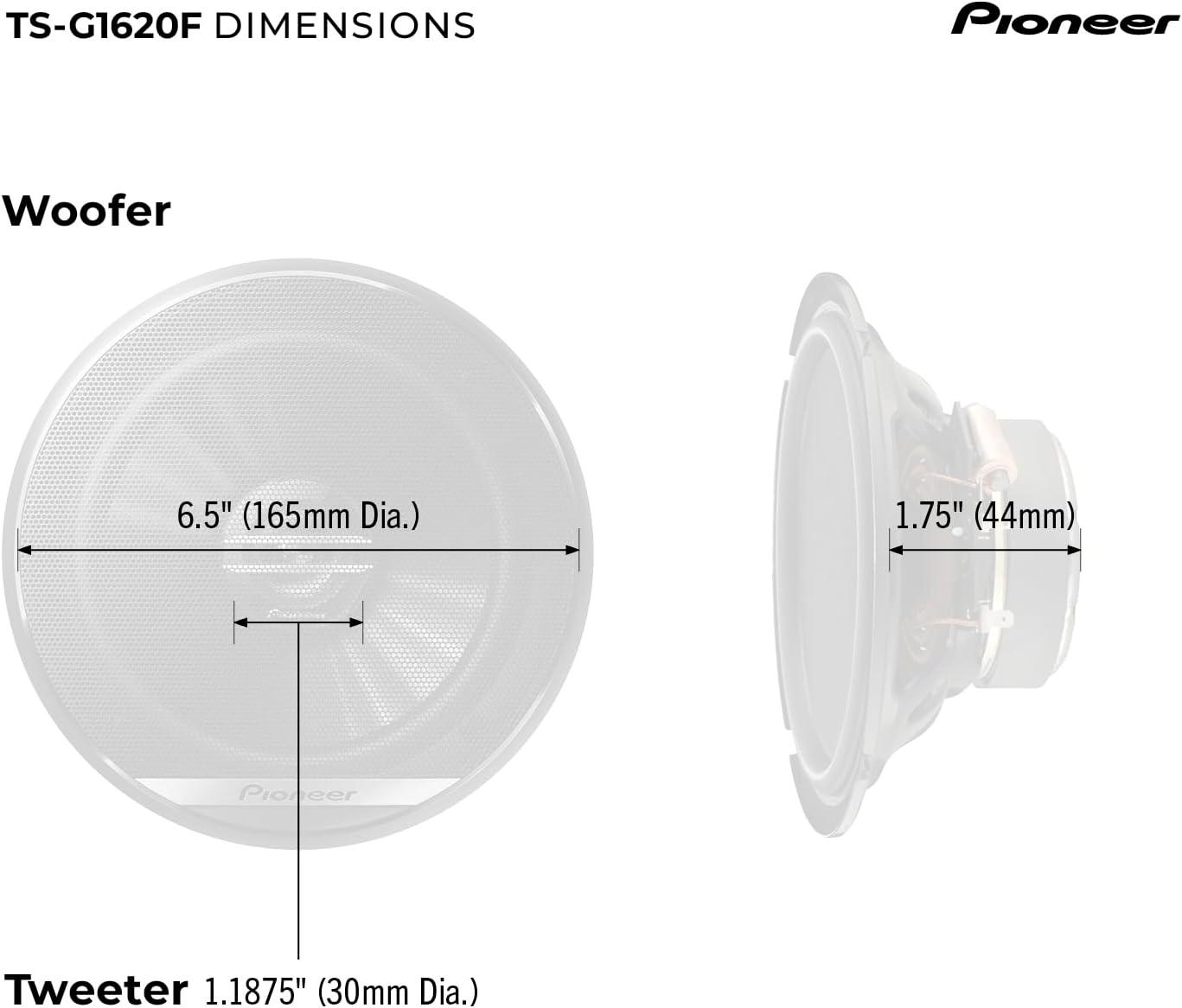 imagePioneer FSeries TSF1634R 65 2Way Speakers Pair 200W Max Balanced Sound Smooth Treble Great Stock Replacement HighEfficiency Speaker Designed for OEM Power65 Coaxial 300W