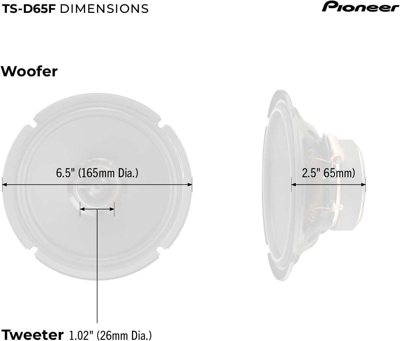 imagePioneer FSeries TSF1634R 65 2Way Speakers Pair 200W Max Balanced Sound Smooth Treble Great Stock Replacement HighEfficiency Speaker Designed for OEM Power65 Coaxial 270W