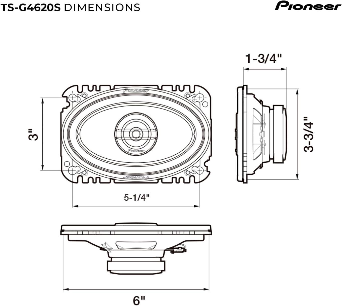 imagePioneer GSeries TSG4620S 4 x 6 2Way Speakers Pair 210W Max Balanced Sound Smooth Treble Great Stock Replacement HighEfficiency Speaker Designed for OEM Power4 x 6 Coaxial 200W