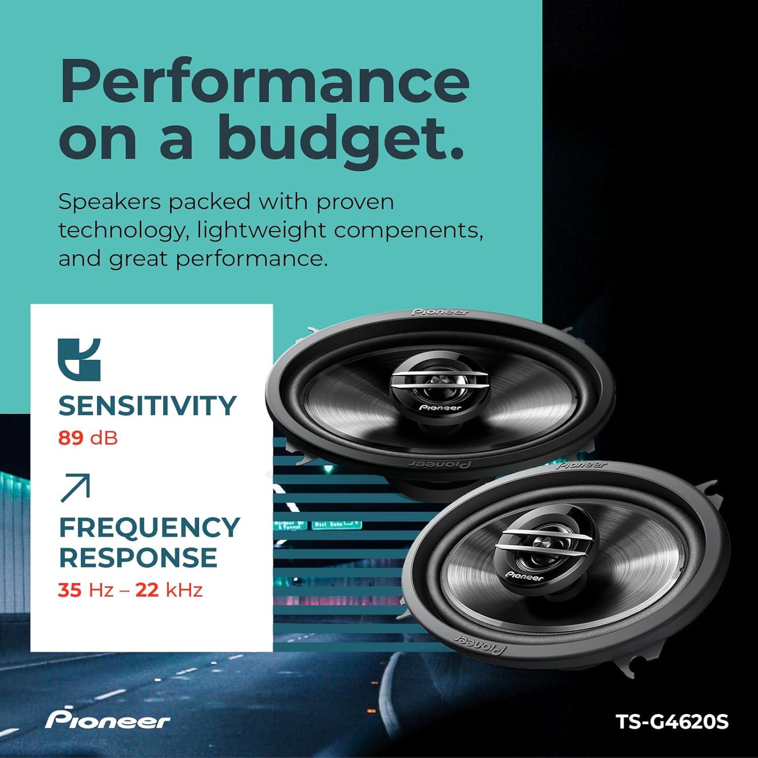 imagePioneer GSeries TSG4620S 4 x 6 2Way Speakers Pair 210W Max Balanced Sound Smooth Treble Great Stock Replacement HighEfficiency Speaker Designed for OEM Power4 x 6 Coaxial 200W