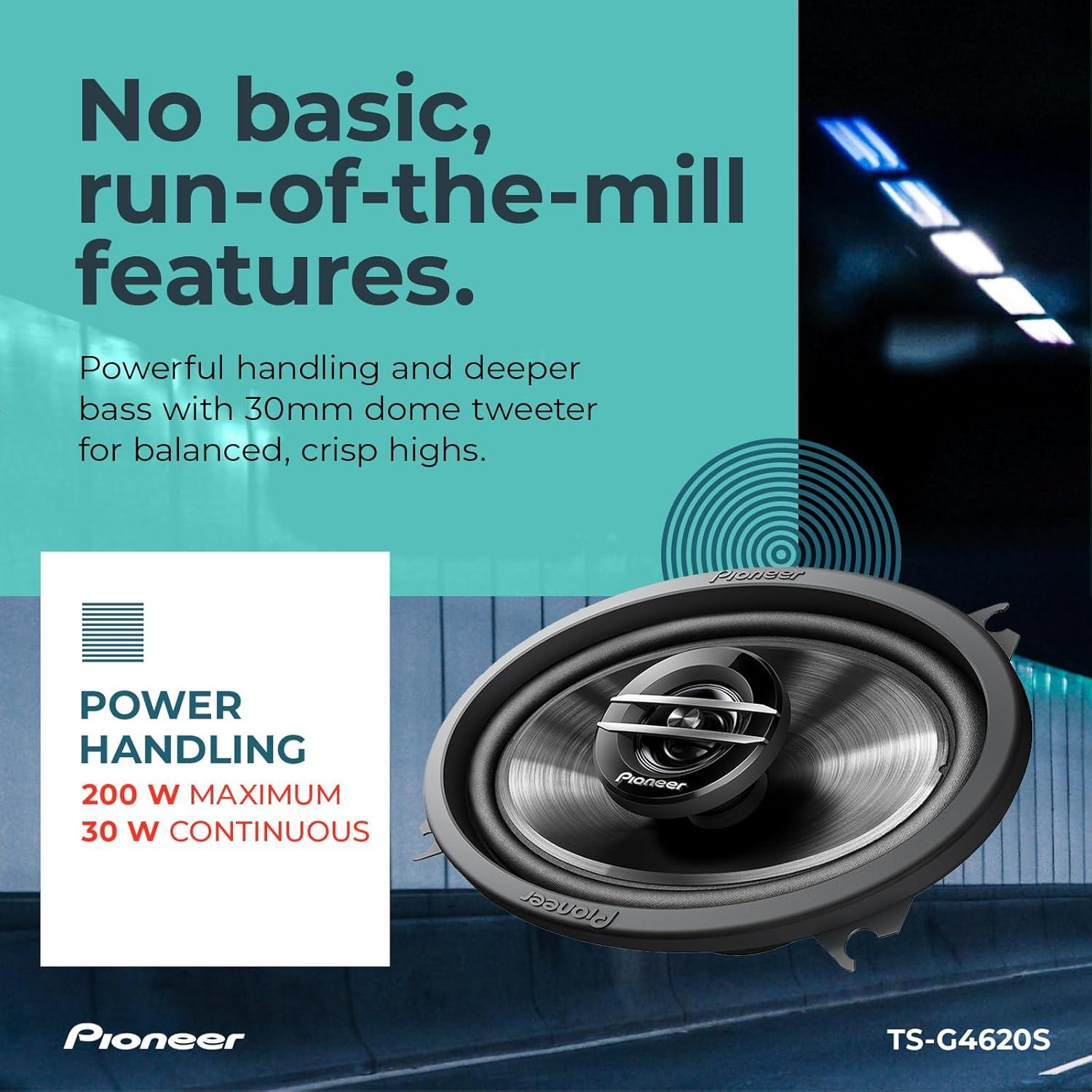 imagePioneer GSeries TSG4620S 4 x 6 2Way Speakers Pair 210W Max Balanced Sound Smooth Treble Great Stock Replacement HighEfficiency Speaker Designed for OEM Power4 x 6 Coaxial 200W