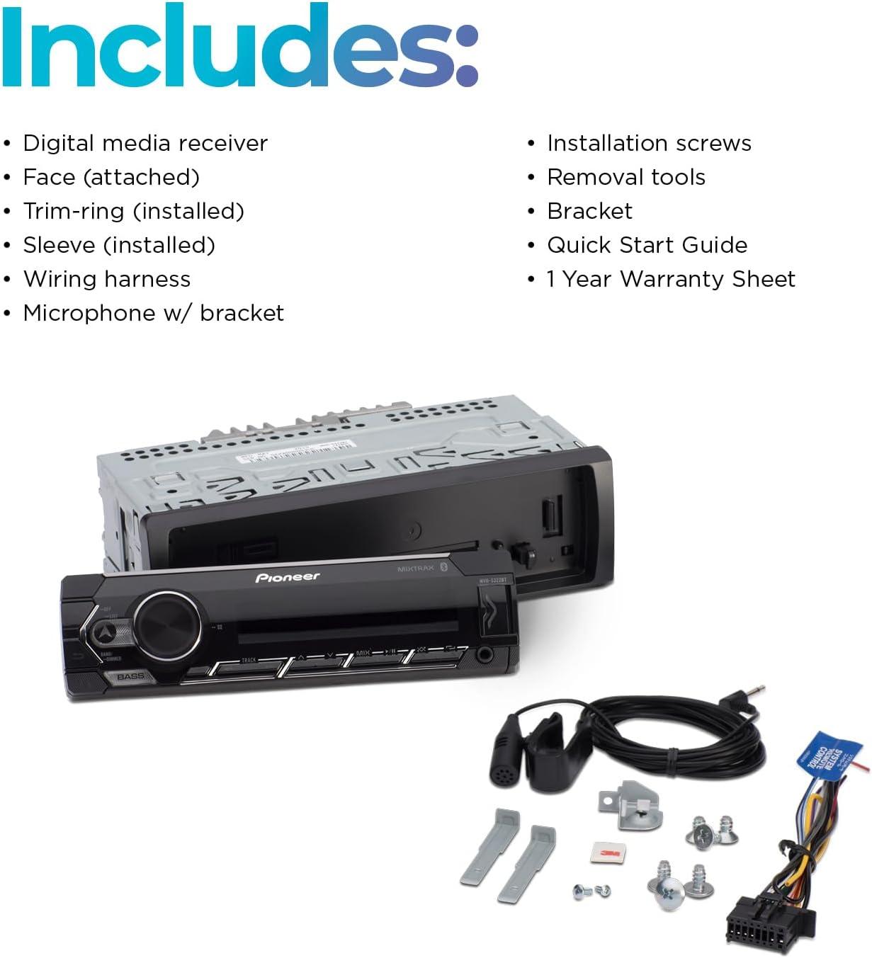 imagePioneer MVHS230BT 1Din Digital Media Receiver Bluetooth USB 50W x 4 Output AMFM Radio iPhoneAndroid Compatible FrontSW Mono Selectable RCA OutputMVHS322BT