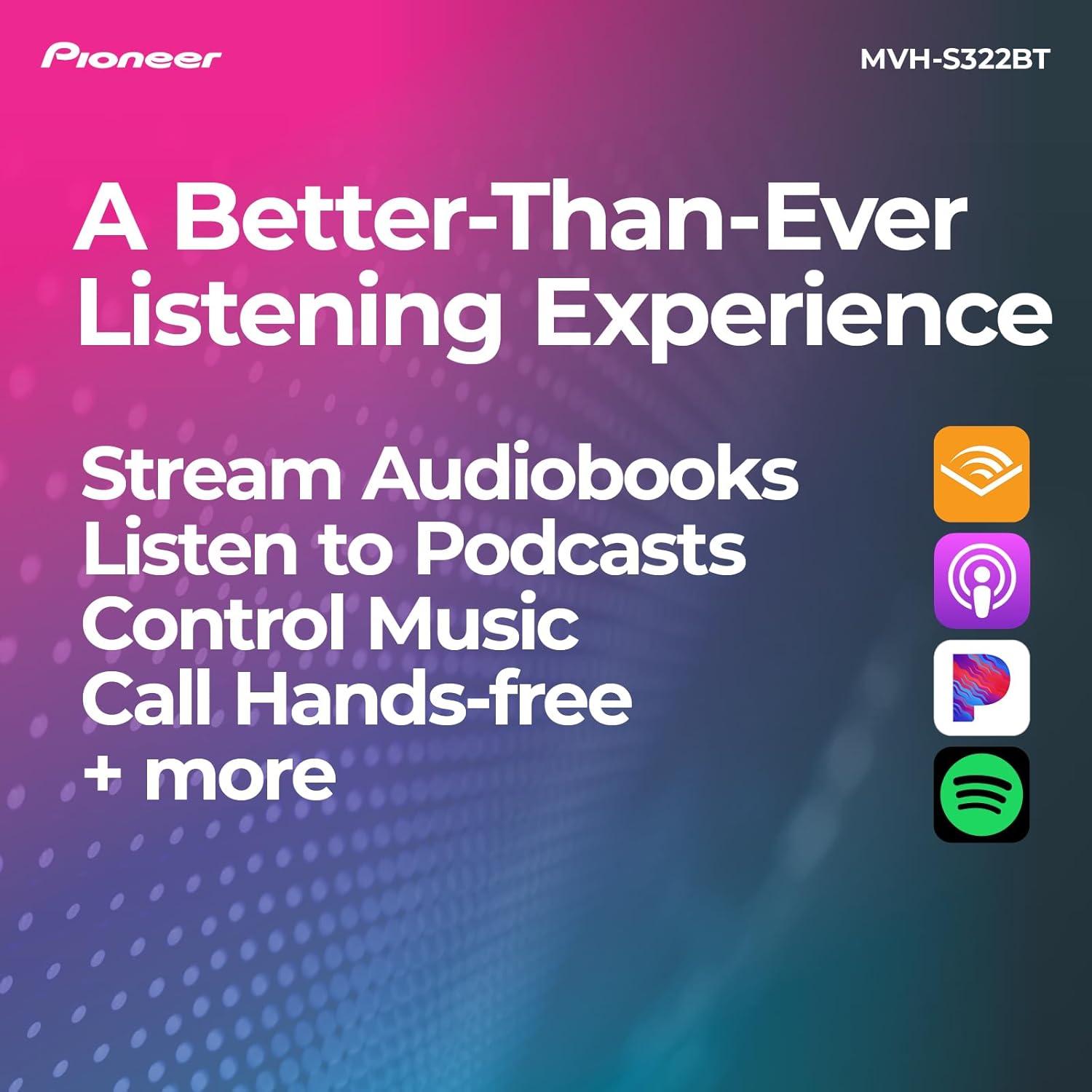 imagePioneer MVHS230BT 1Din Digital Media Receiver Bluetooth USB 50W x 4 Output AMFM Radio iPhoneAndroid Compatible FrontSW Mono Selectable RCA OutputMVHS322BT