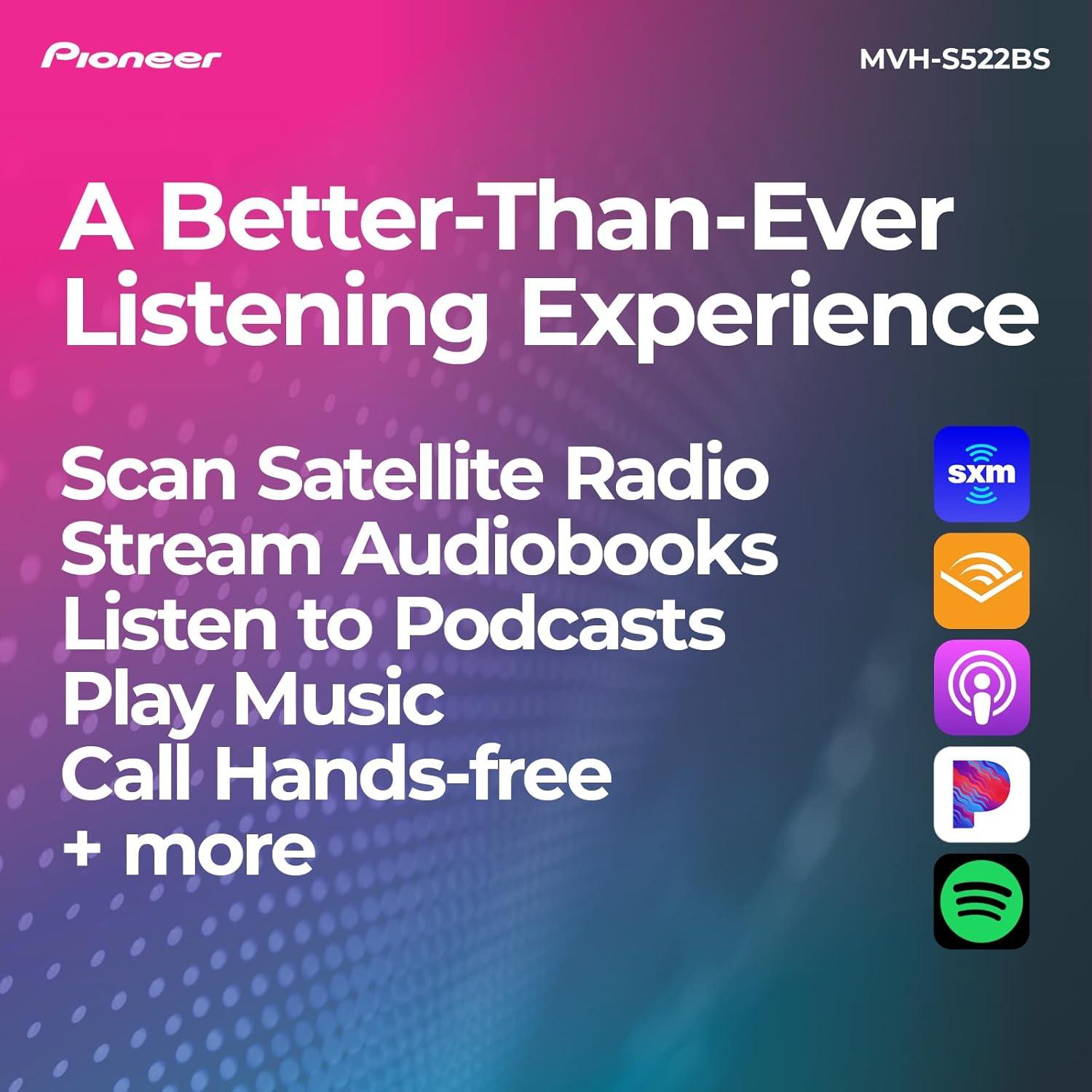 imagePioneer MVHS230BT 1Din Digital Media Receiver Bluetooth USB 50W x 4 Output AMFM Radio iPhoneAndroid Compatible FrontSW Mono Selectable RCA OutputMVHS522BS