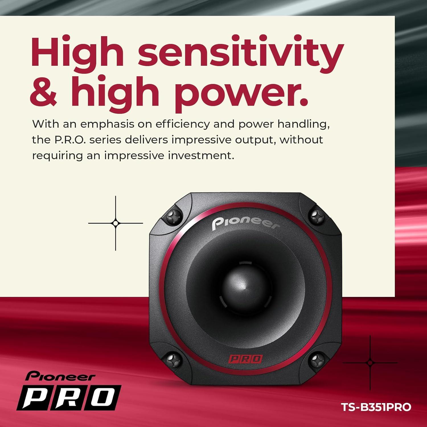 imagePioneer PRO Series TSB351PRO 35 Tweeters Pair 250W Max Perfect for highSPL Builds and proLevel car Audio Bullet Style TweeterTweeter Pair
