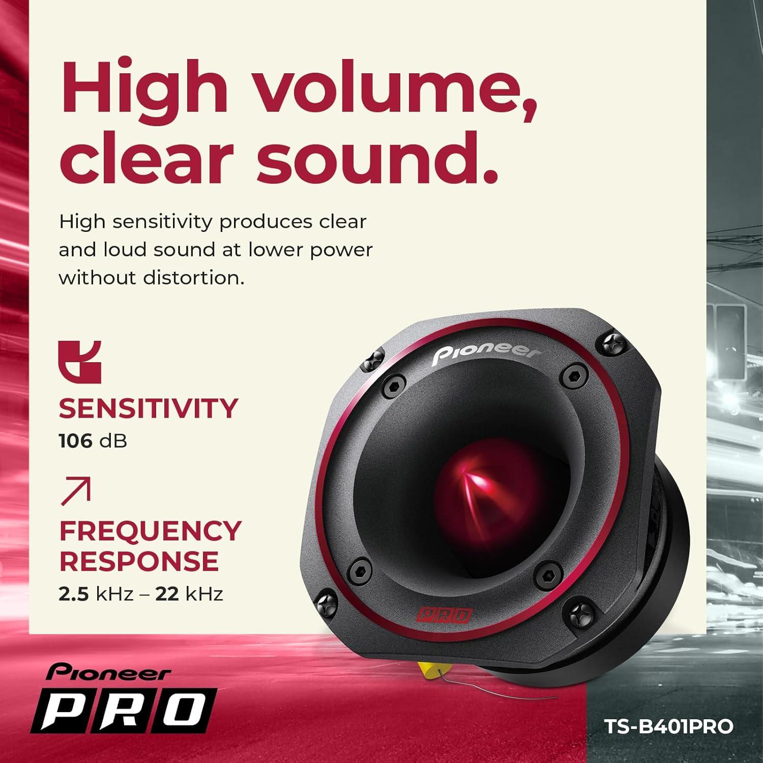 imagePioneer PRO Series TSB351PRO 35 Tweeters Pair 250W Max Perfect for highSPL Builds and proLevel car Audio Bullet Style TweeterTweeter Single