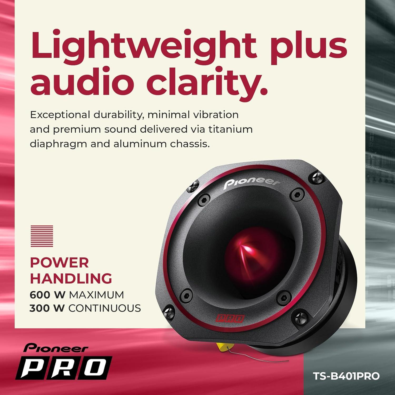 imagePioneer PRO Series TSB351PRO 35 Tweeters Pair 250W Max Perfect for highSPL Builds and proLevel car Audio Bullet Style TweeterTweeter Single