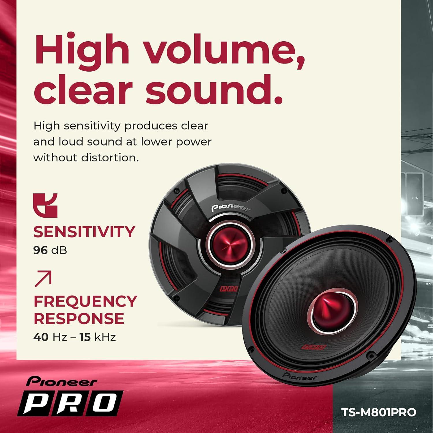 imagePioneer PRO Series TSM801PRO 8 Speakers Pair 600W Max Perfect for highSPL Builds and proLevel car AudioTSM801PRO