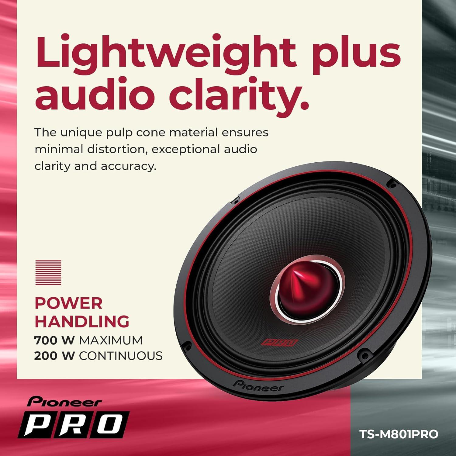 imagePioneer PRO Series TSM801PRO 8 Speakers Pair 600W Max Perfect for highSPL Builds and proLevel car AudioTSM801PRO