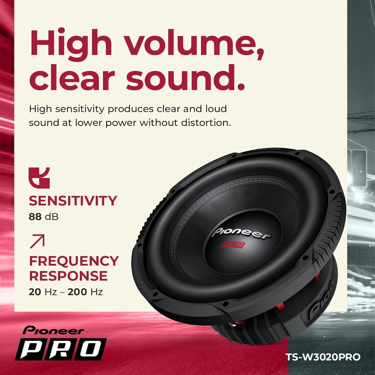 imagePioneer PRO Series TSM801PRO 8 Speakers Pair 600W Max Perfect for highSPL Builds and proLevel car AudioTSW3020PRO