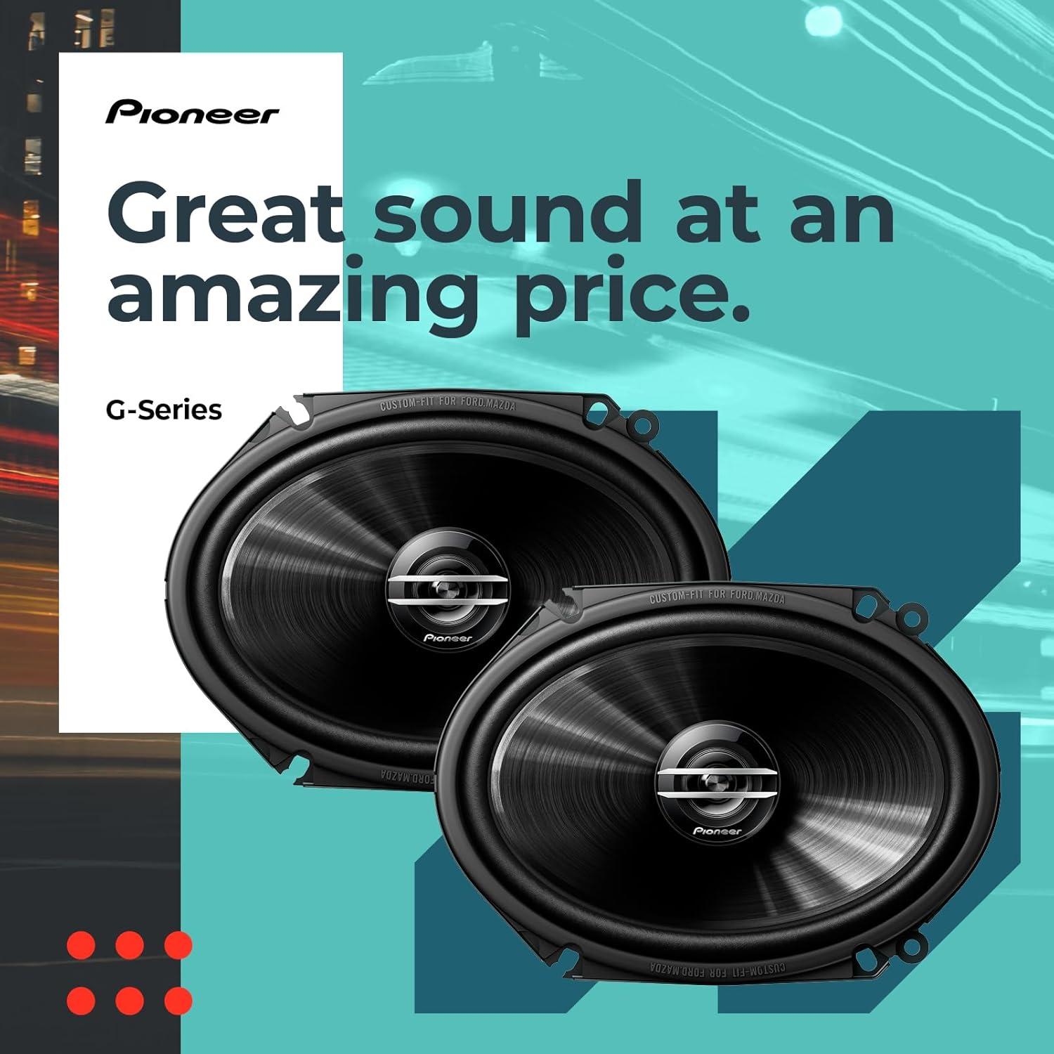 imagePioneer TSG6820S 2Way Coaxial Car Audio Speaker Full Range Clear Sound Quality Easy Installation and Enhanced Bass Response Black 6 x 8 Oval Speaker2Way Coaxial 6 x 8