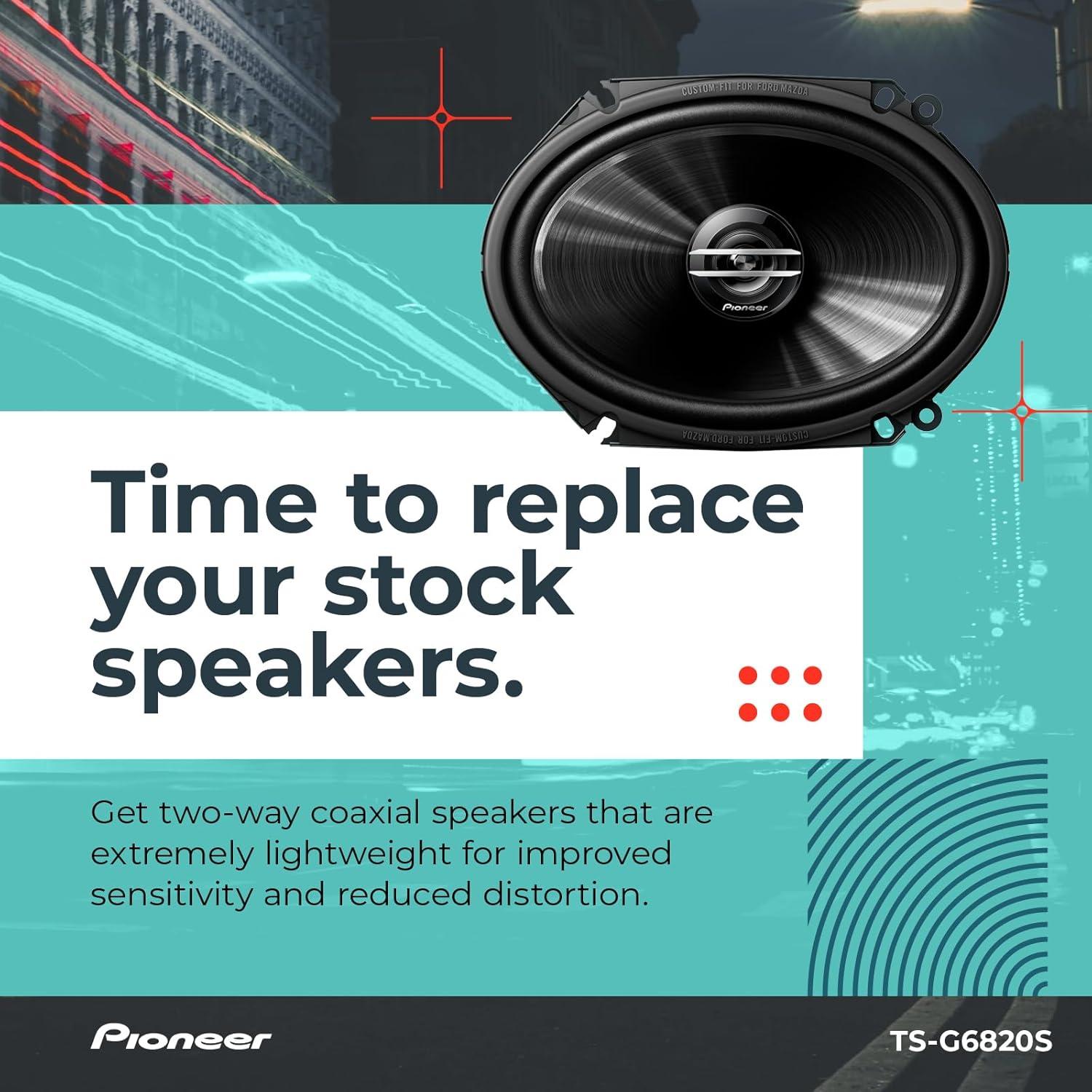 imagePioneer TSG6820S 2Way Coaxial Car Audio Speaker Full Range Clear Sound Quality Easy Installation and Enhanced Bass Response Black 6 x 8 Oval Speaker2Way Coaxial 6 x 8