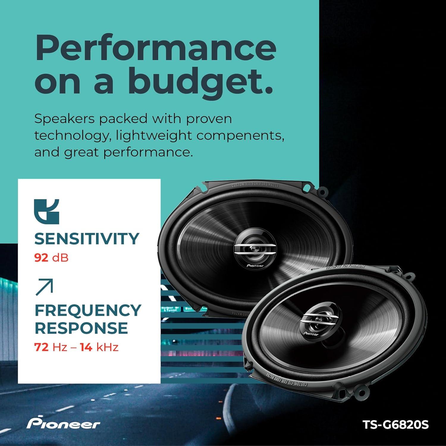 imagePioneer TSG6820S 2Way Coaxial Car Audio Speaker Full Range Clear Sound Quality Easy Installation and Enhanced Bass Response Black 6 x 8 Oval Speaker2Way Coaxial 6 x 8