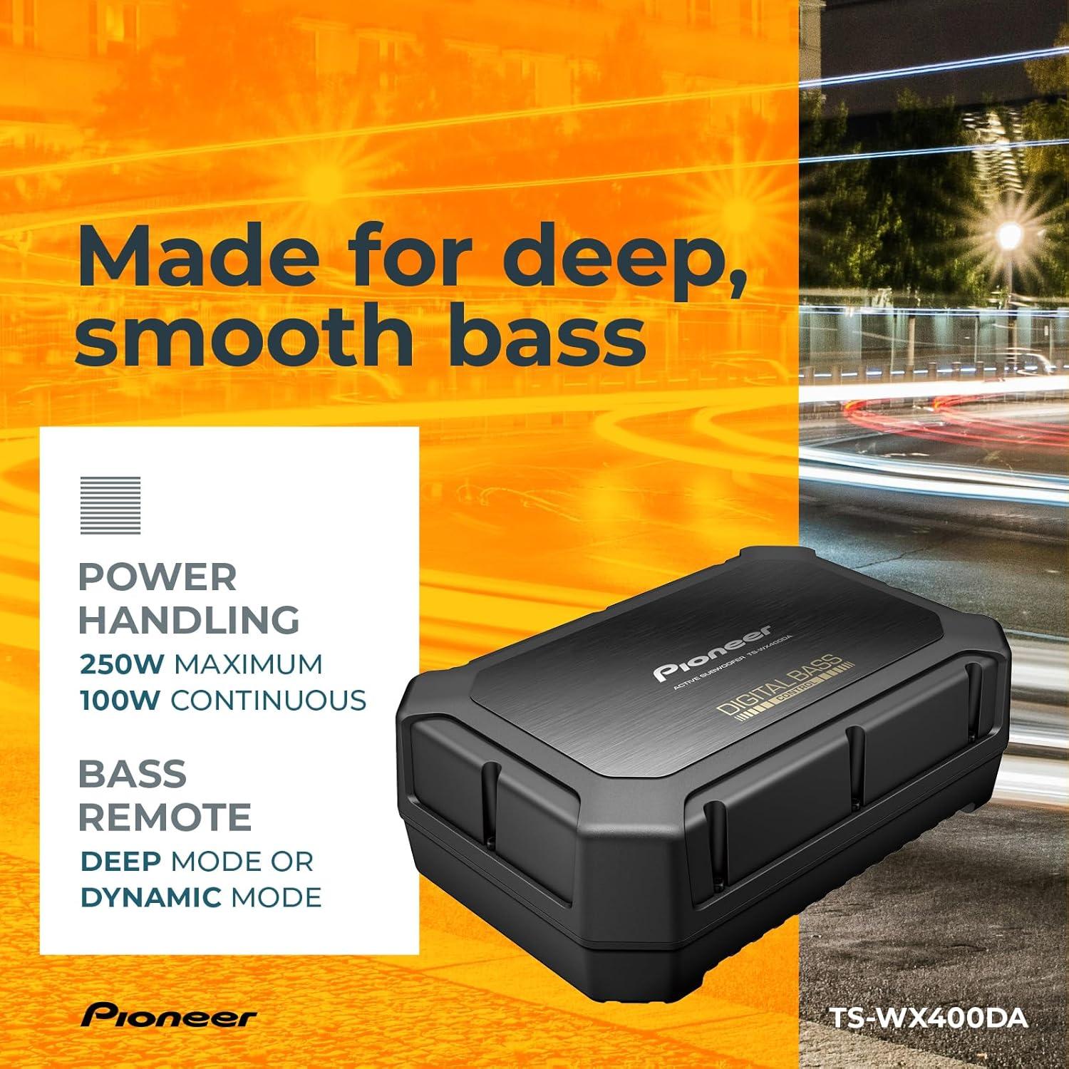 imagePioneer TSWX140DA 8 x 514 Compact Active Subwoofer with Built in Amplifier 170 Watts Max Power EV Optimized Sub 3 Listening Modes Deep Dynamic and Natural for Enhanced Car Audio9 x 512 250W