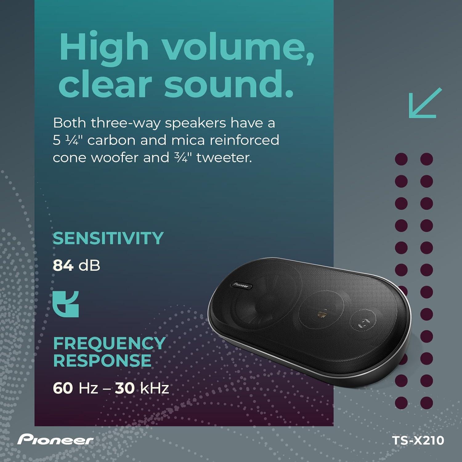 imagePioneer TSX210 4 3Way Surface Mount Speakers Pair 120W Max Classic Design Speaker Upgrade4 Coaxial 100W