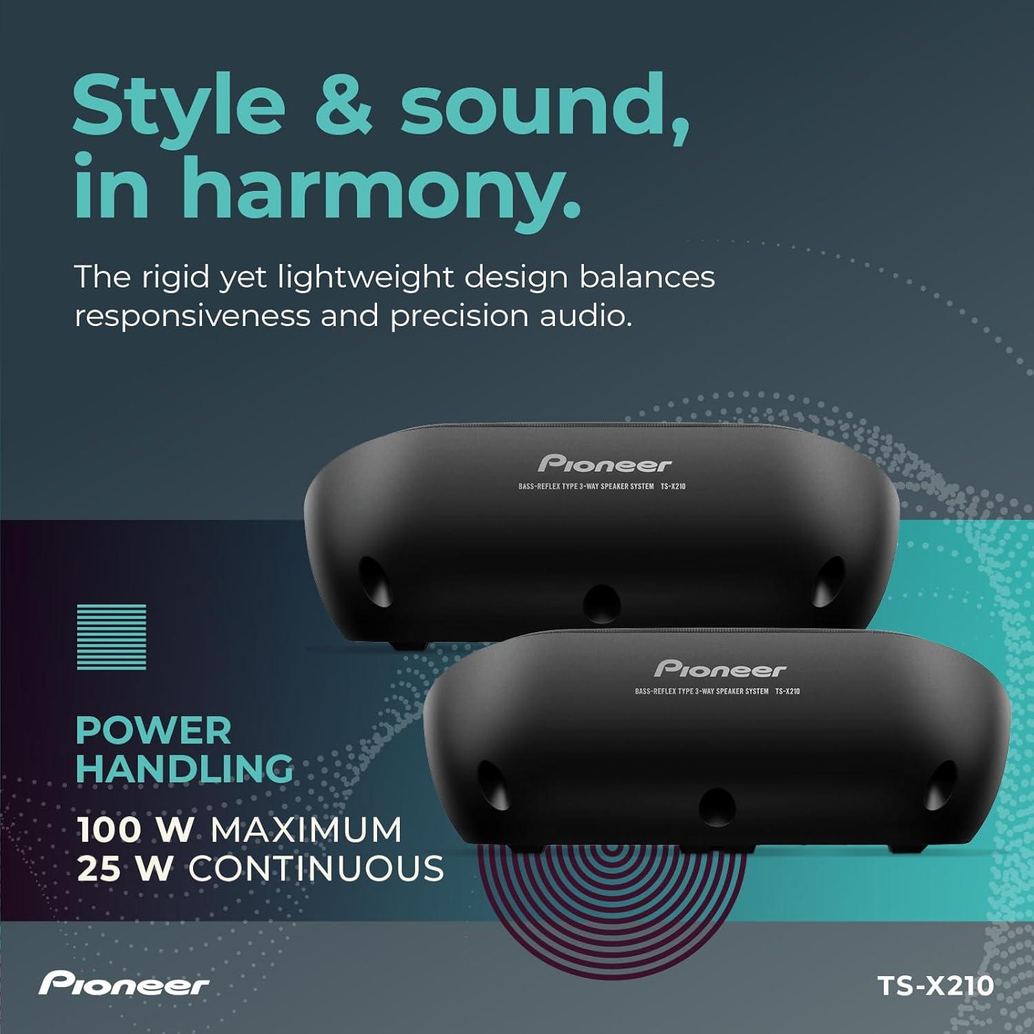 imagePioneer TSX210 4 3Way Surface Mount Speakers Pair 120W Max Classic Design Speaker Upgrade4 Coaxial 100W