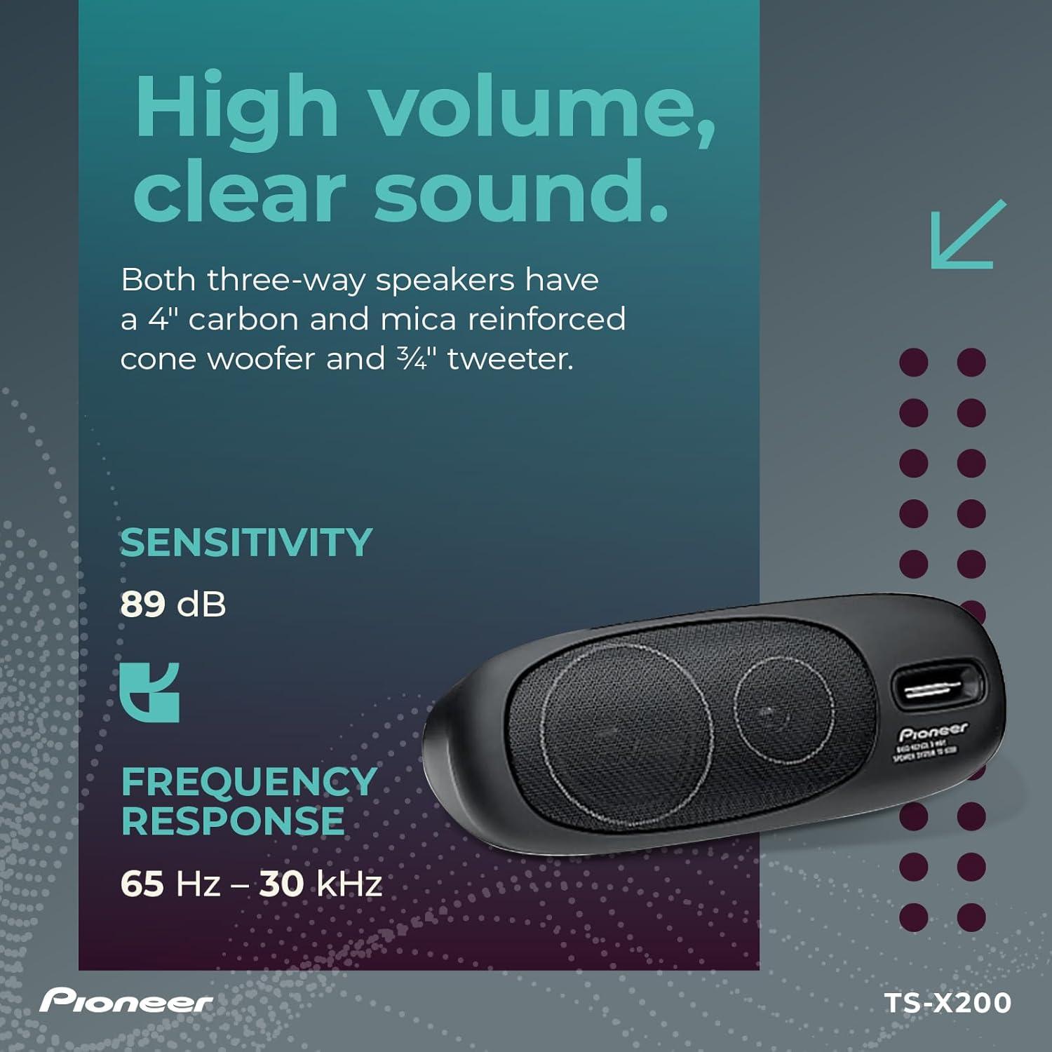 imagePioneer TSX210 4 3Way Surface Mount Speakers Pair 120W Max Classic Design Speaker Upgrade4 Coaxial 80W