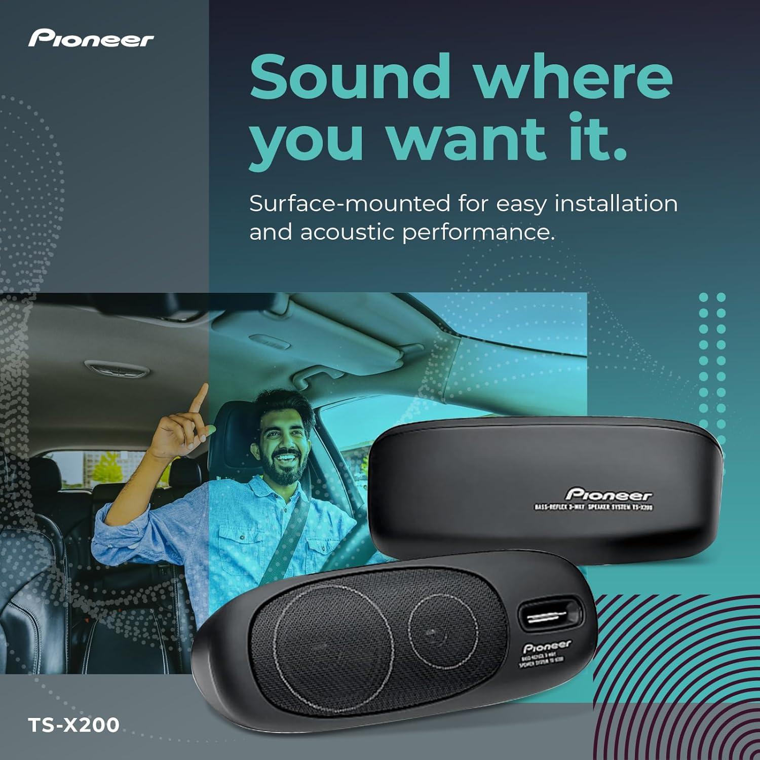 imagePioneer TSX210 4 3Way Surface Mount Speakers Pair 120W Max Classic Design Speaker Upgrade4 Coaxial 80W