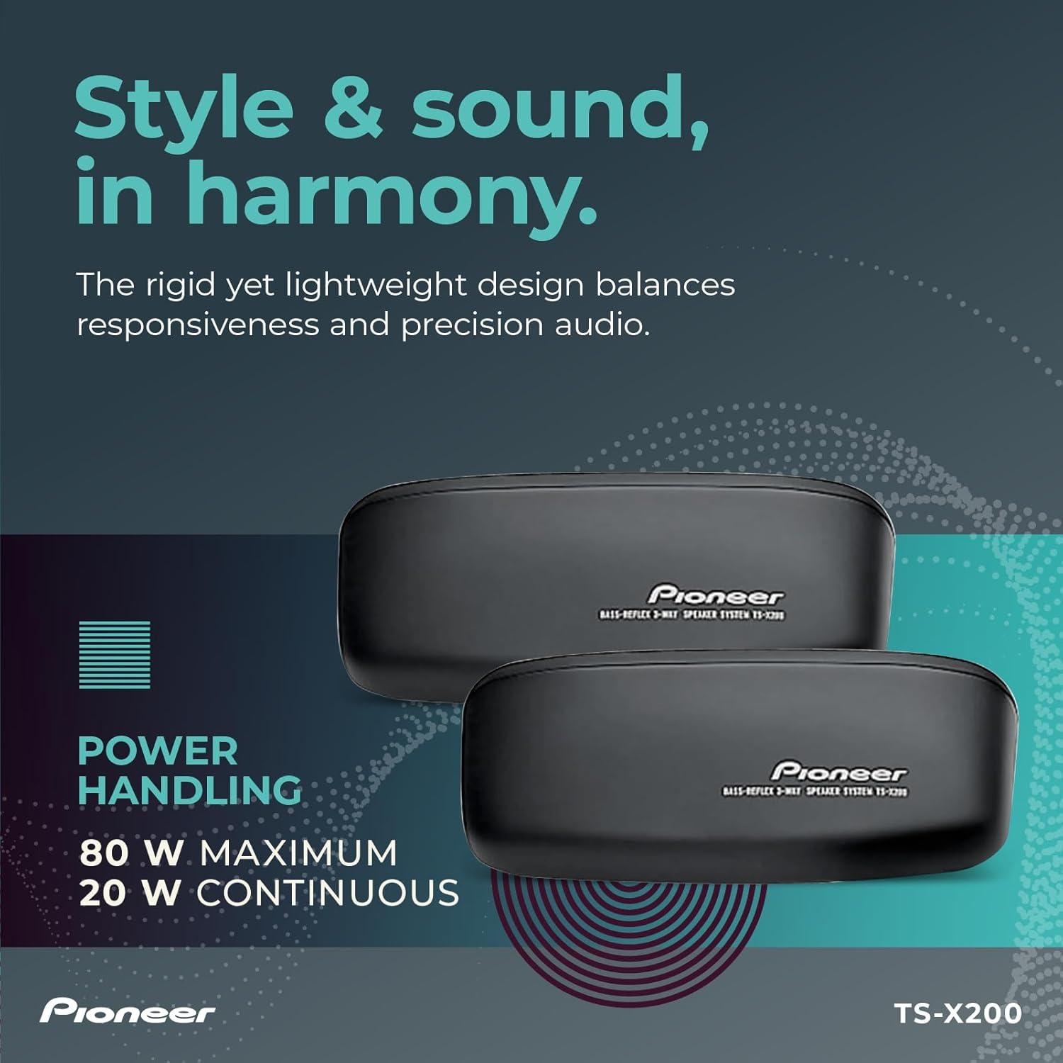 imagePioneer TSX210 4 3Way Surface Mount Speakers Pair 120W Max Classic Design Speaker Upgrade4 Coaxial 80W