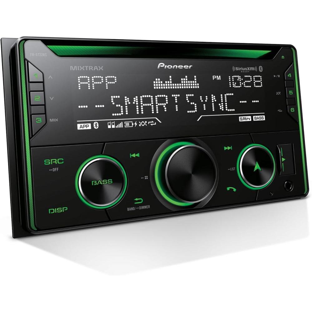 imagePioneer FHS722BS Double Din CD Receiver Bluetooth SiriusXM USBAUX Color Change FLAC AMFM Radio 13Band EQ 50W x 4 Voice Control HiVolt RCA PreoutsDouble DIN
