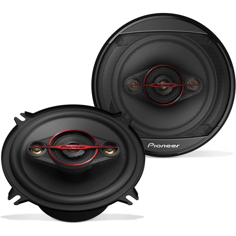 imagePioneer TS501M 4Way Coaxial Car Audio Speakers Pair 514quot Round 300 W Max Power Black and Red