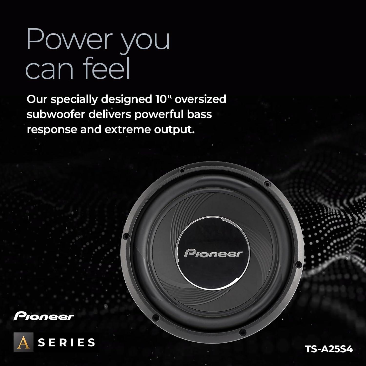 imagePIONEER ASeries TSA250D4 10 Subwoofer 1300W Max Flexible Wiring Powerful Bass Output10 1200W