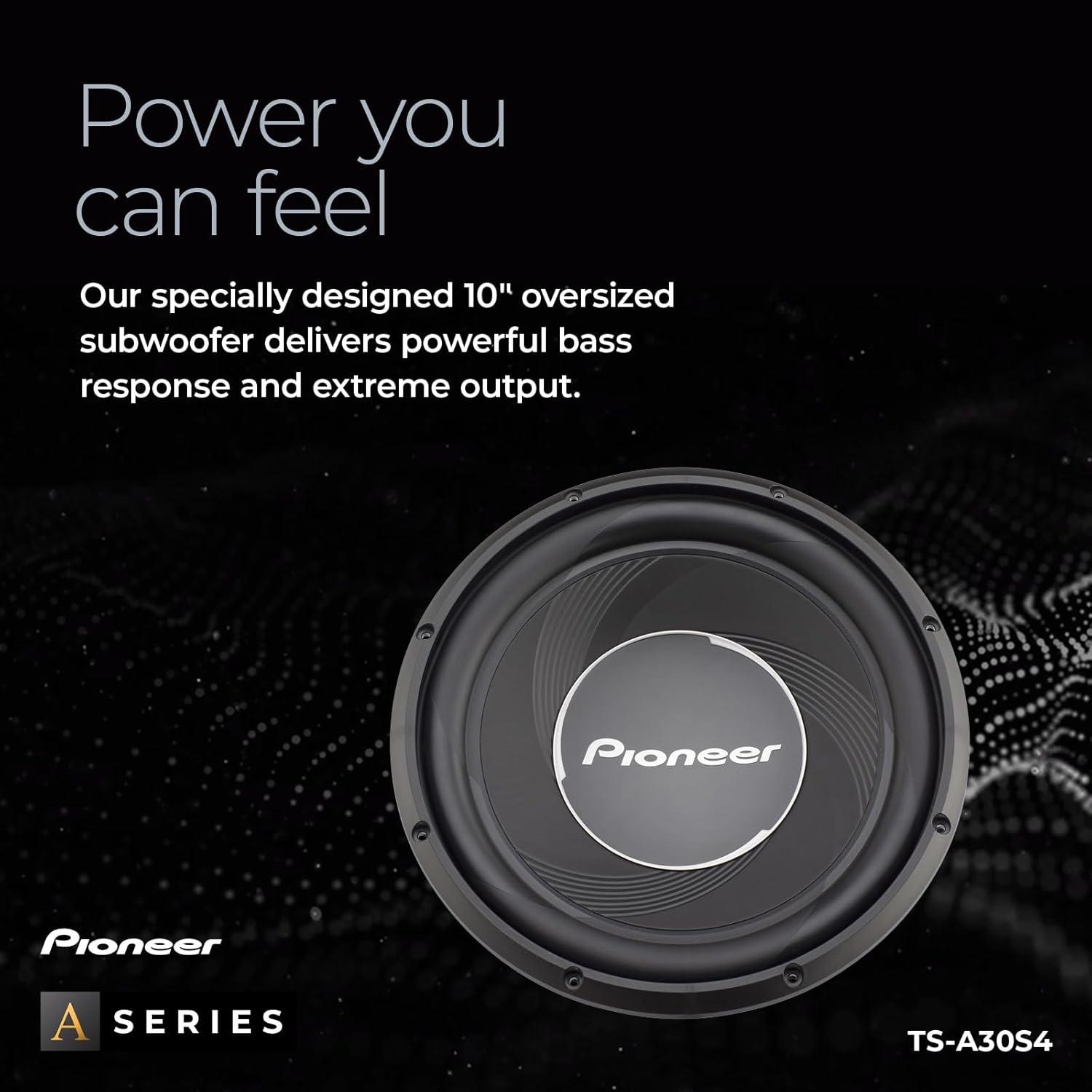 imagePIONEER ASeries TSA250D4 10 Subwoofer 1300W Max Flexible Wiring Powerful Bass Output12 1400W